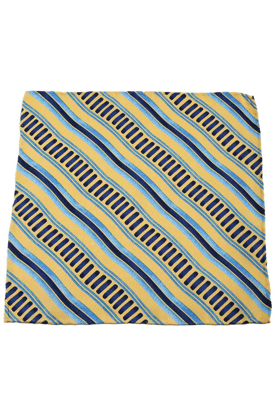Sarı - Lacivert Motif Baskılı İpek Mendil SPS139