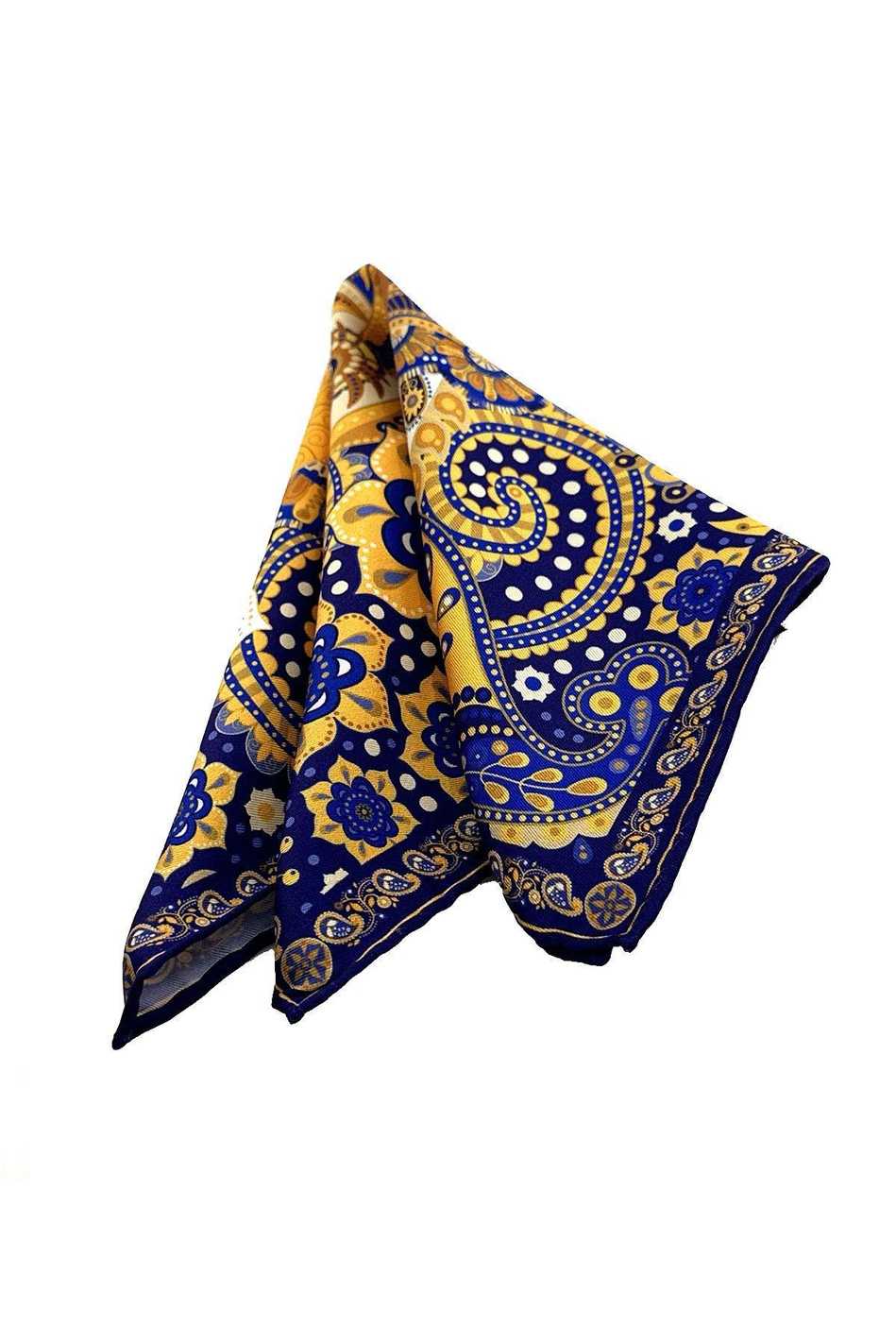 Sarı - Lacivert Şal Desen Erkek Cep Mendili SPS629-109