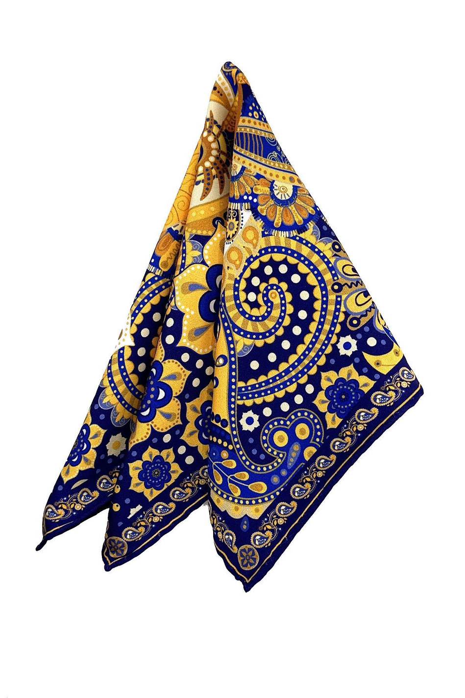 Sarı - Lacivert Şal Desen Erkek Cep Mendili SPS629-109