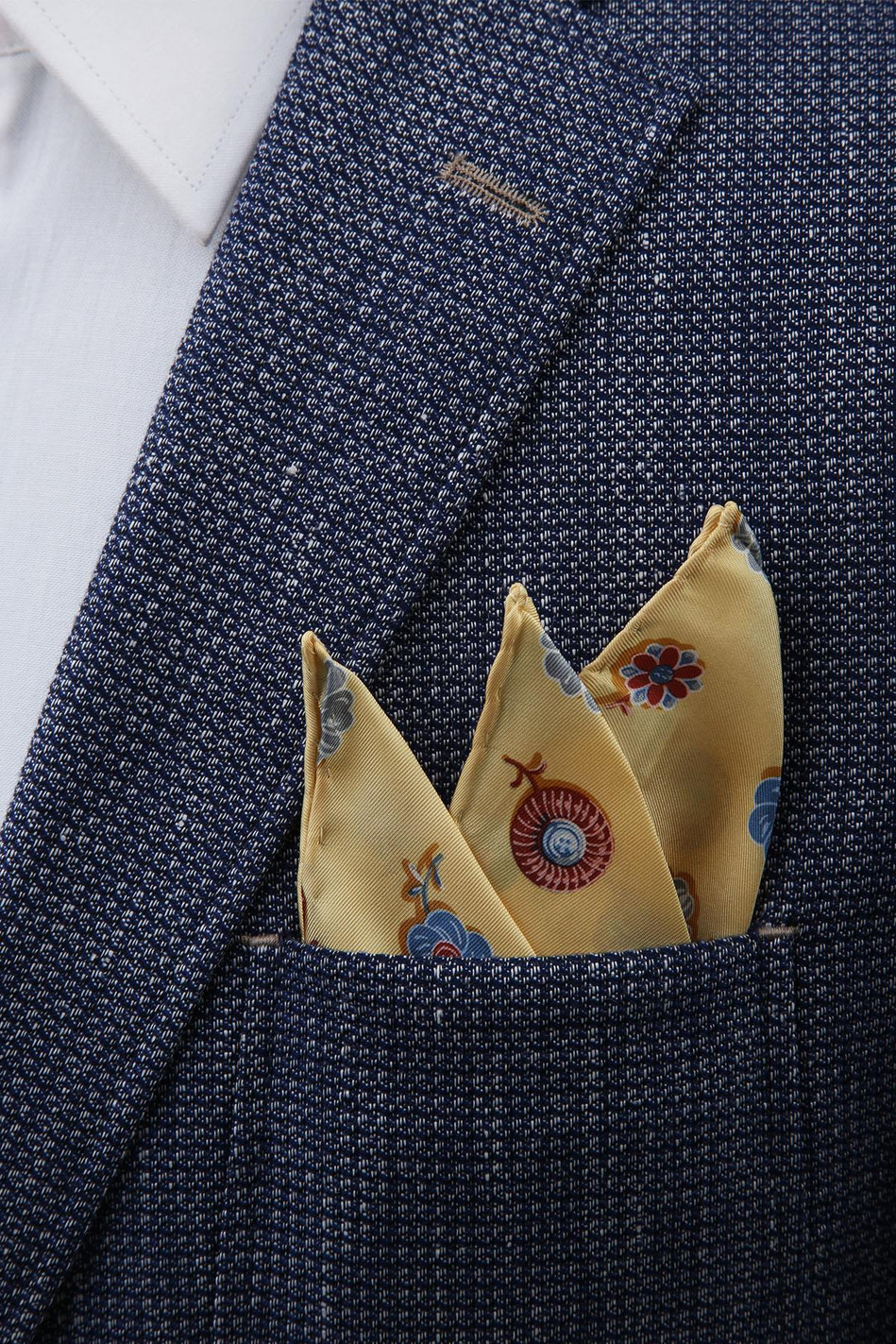Sarı Motif Baskılı İpek Mendil SPS304