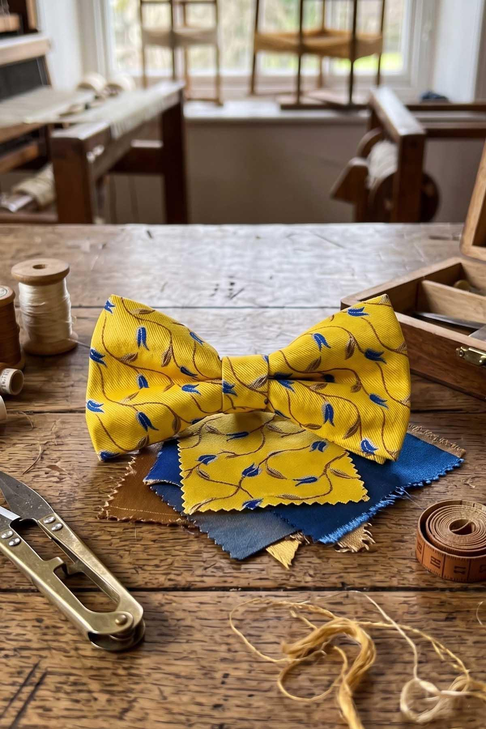 Sarı Motif İpek Papyon SB241