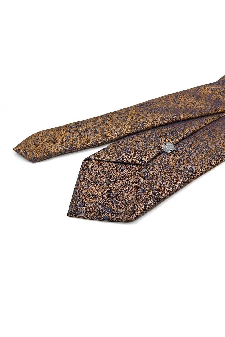 Sarı Şal Desen Mendilli Klasik Kravat KK13211