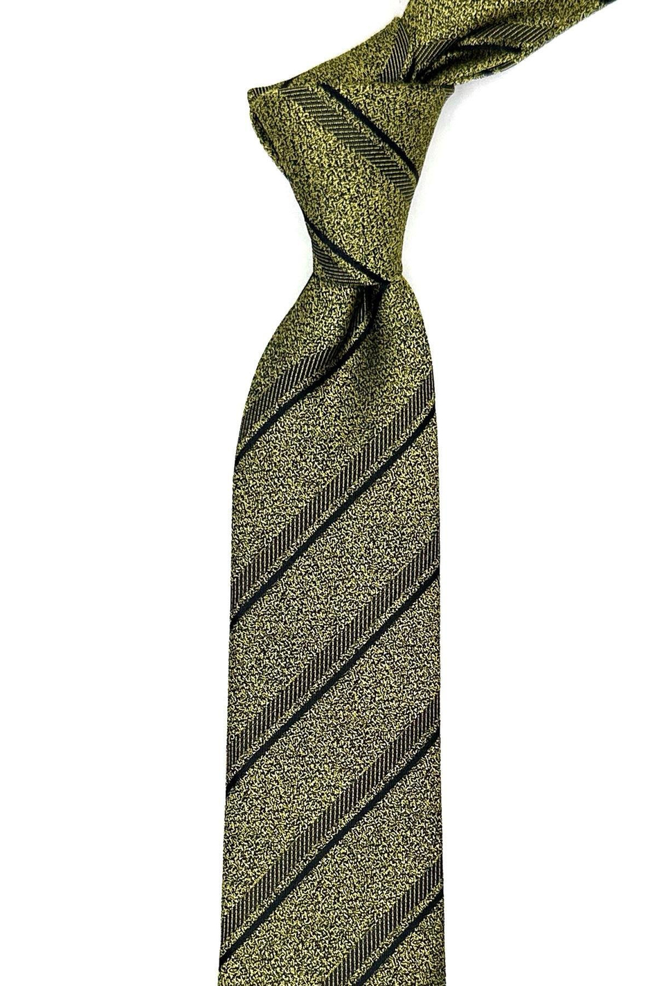 Sarı - Siyah Çizgi Desen İnce Kravat SK7851