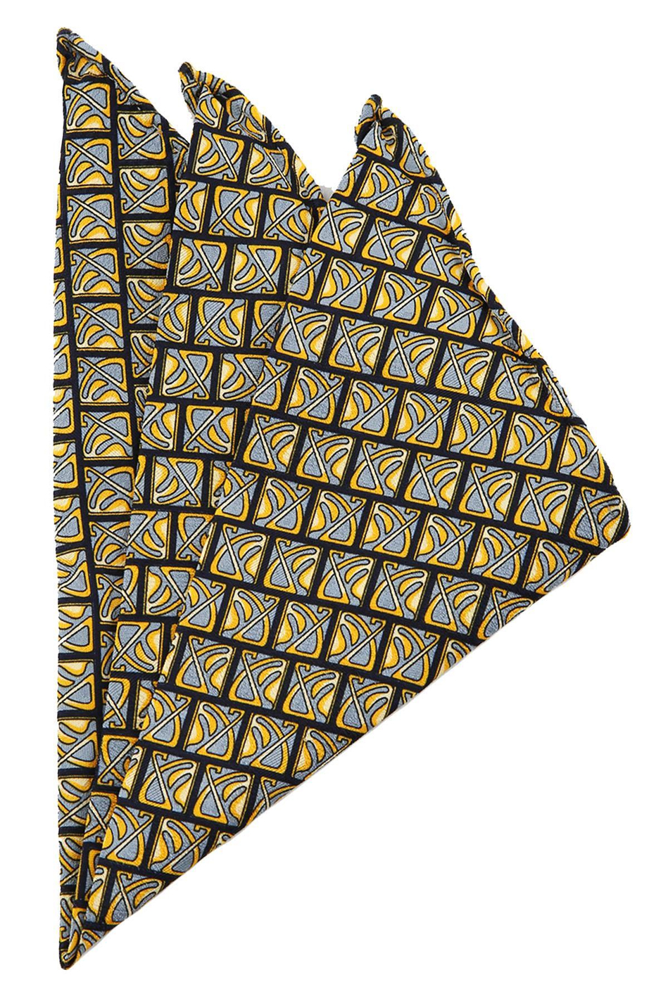 Sarı - Siyah Motif Baskılı İpek Mendil SPS148