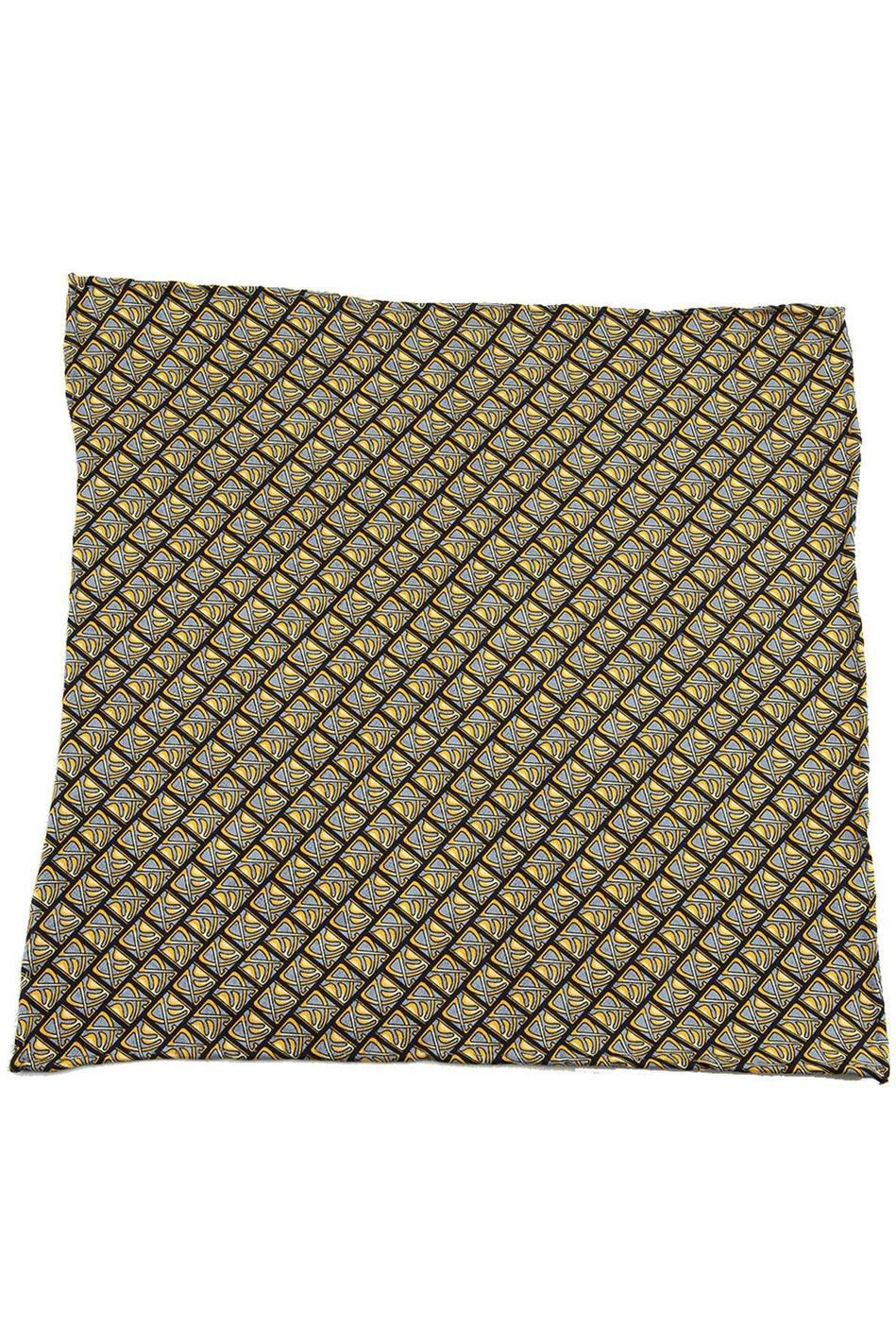 Sarı - Siyah Motif Baskılı İpek Mendil SPS148