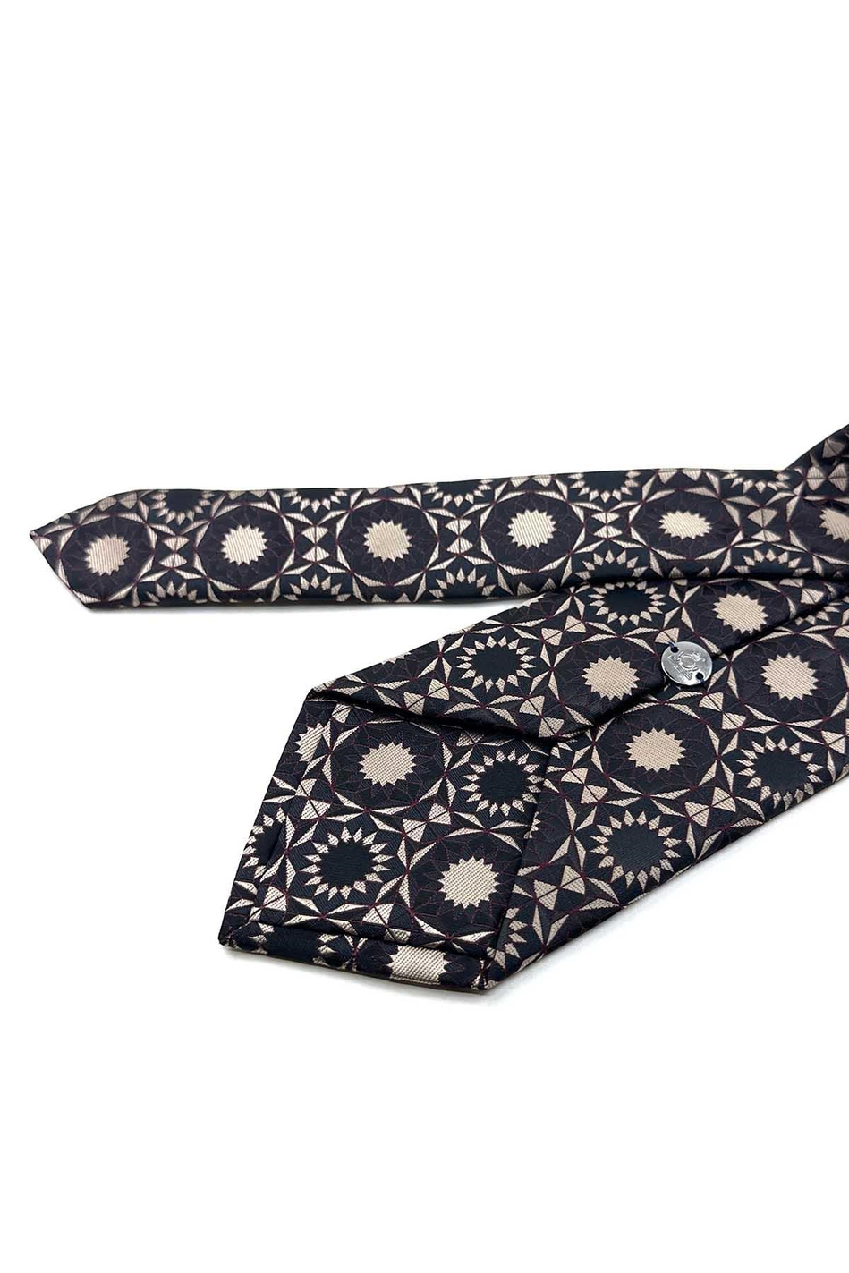 Siyah Bej Motif Desen Mendilli Klasik Kravat KK13913