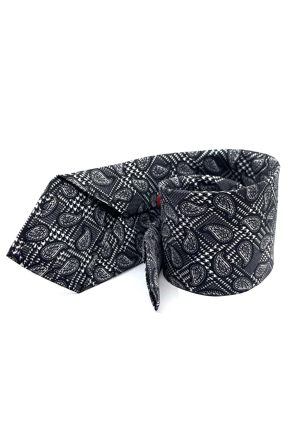 Siyah - Beyaz Şal Desen İtalyan İpek Kravat İK1691