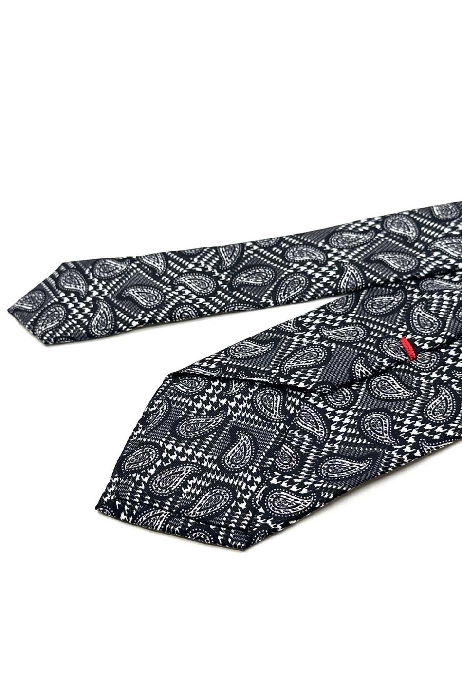 Siyah - Beyaz Şal Desen İtalyan İpek Kravat İK1691