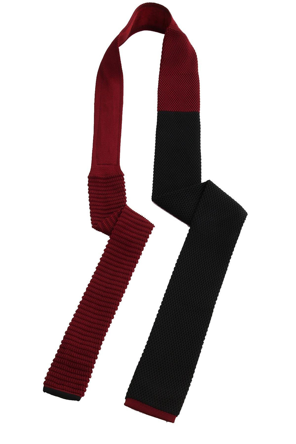Siyah - Bordo Düz Örgü Kravat ÖR8272