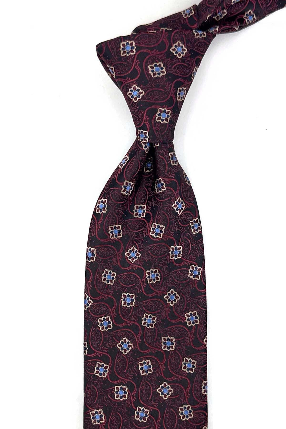 Siyah Bordo Motif Desen Mendilli Klasik Kravat KK13889