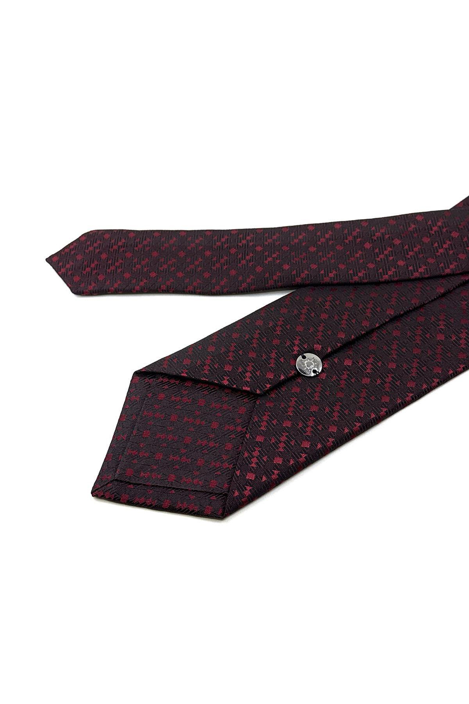 Siyah - Bordo Motif Desen Mendilli Klasik Kravat KK12009