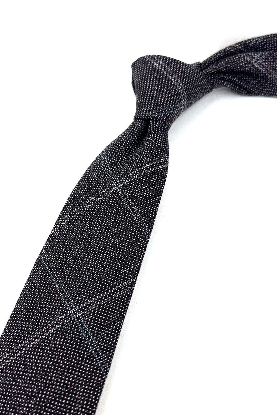 Siyah - Bordo Yün Slim Kravat SK7802