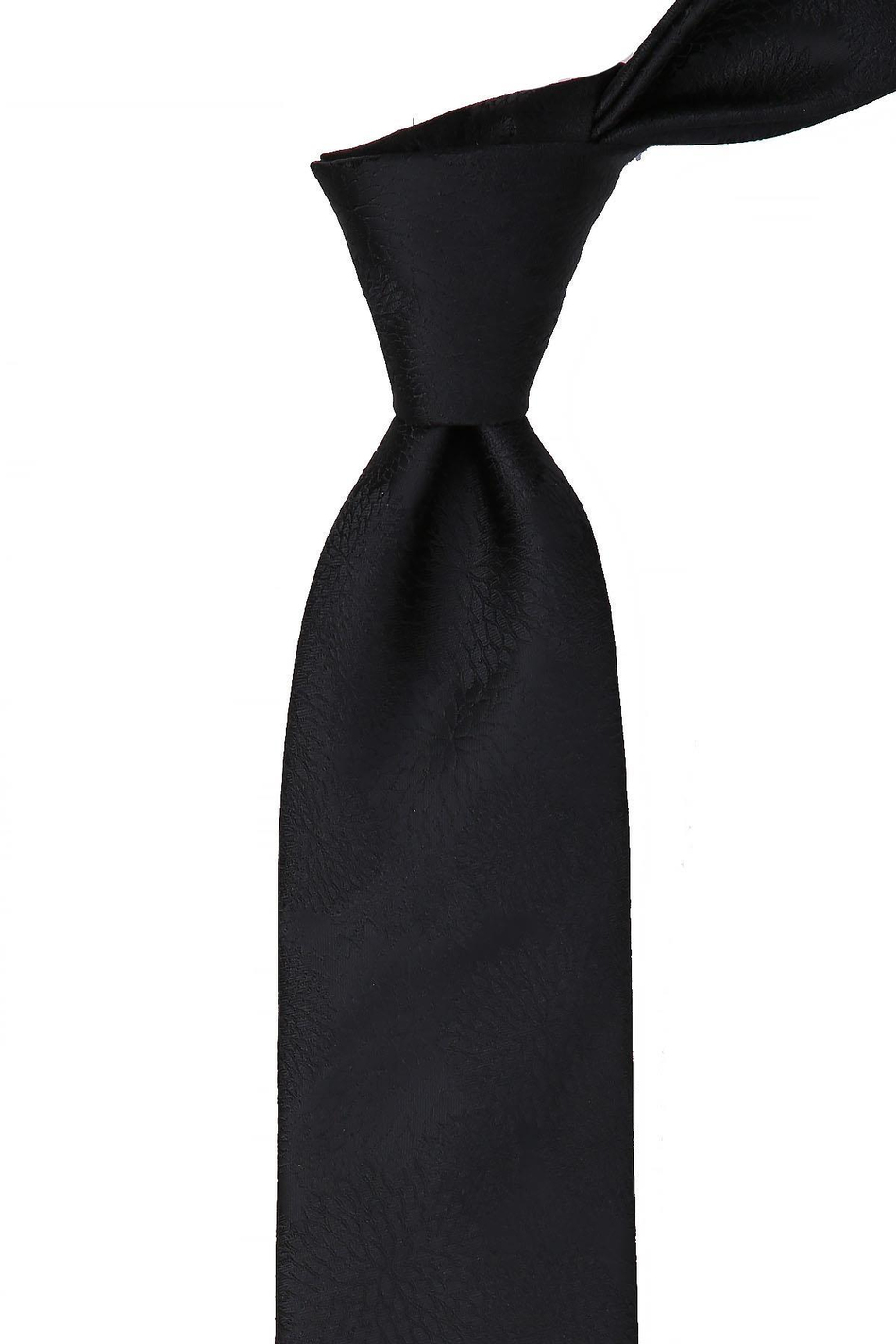 Siyah Çiçek Desen Mendilli Klasik Kravat KK10479