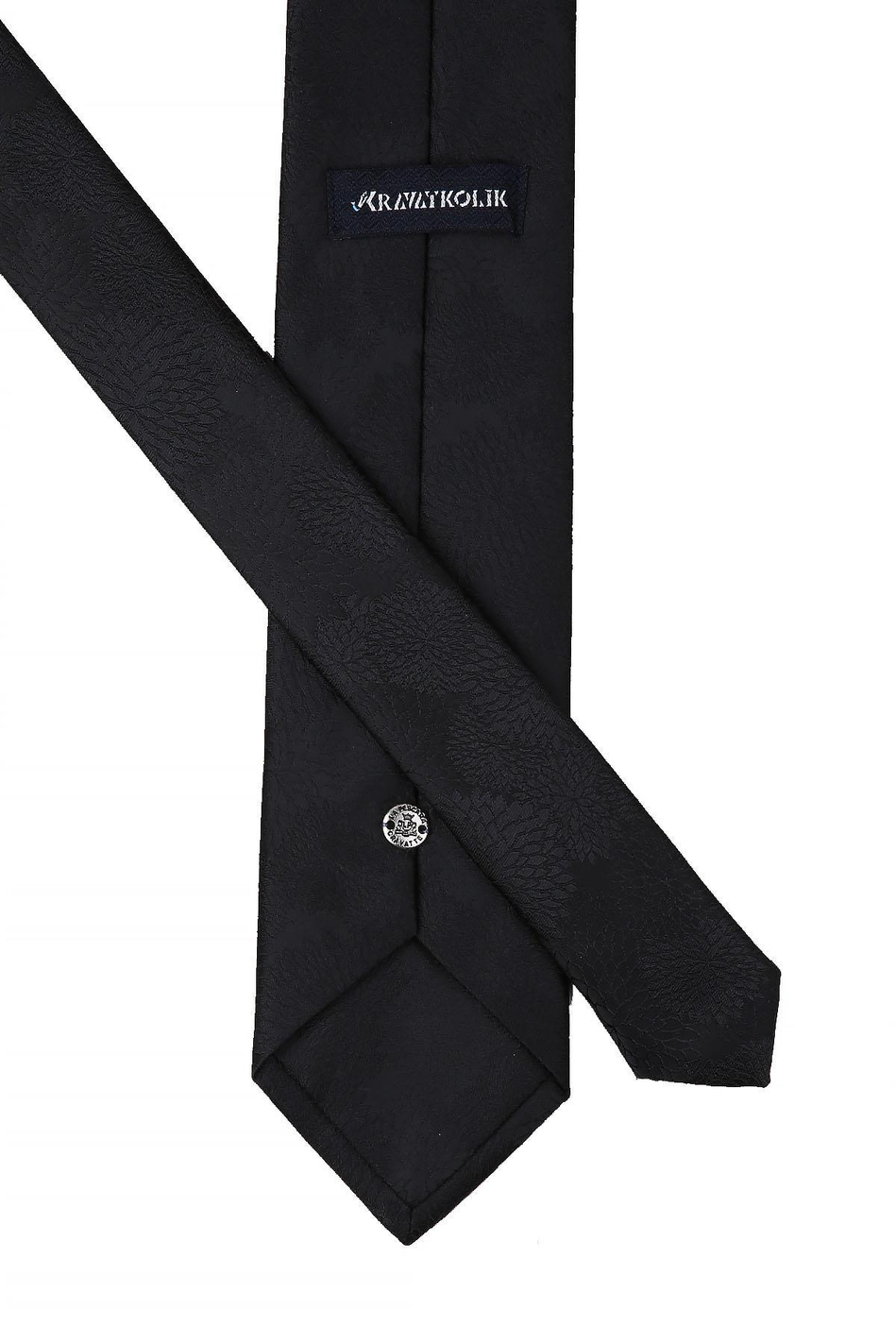 Siyah Çiçek Desen Mendilli Klasik Kravat KK10479