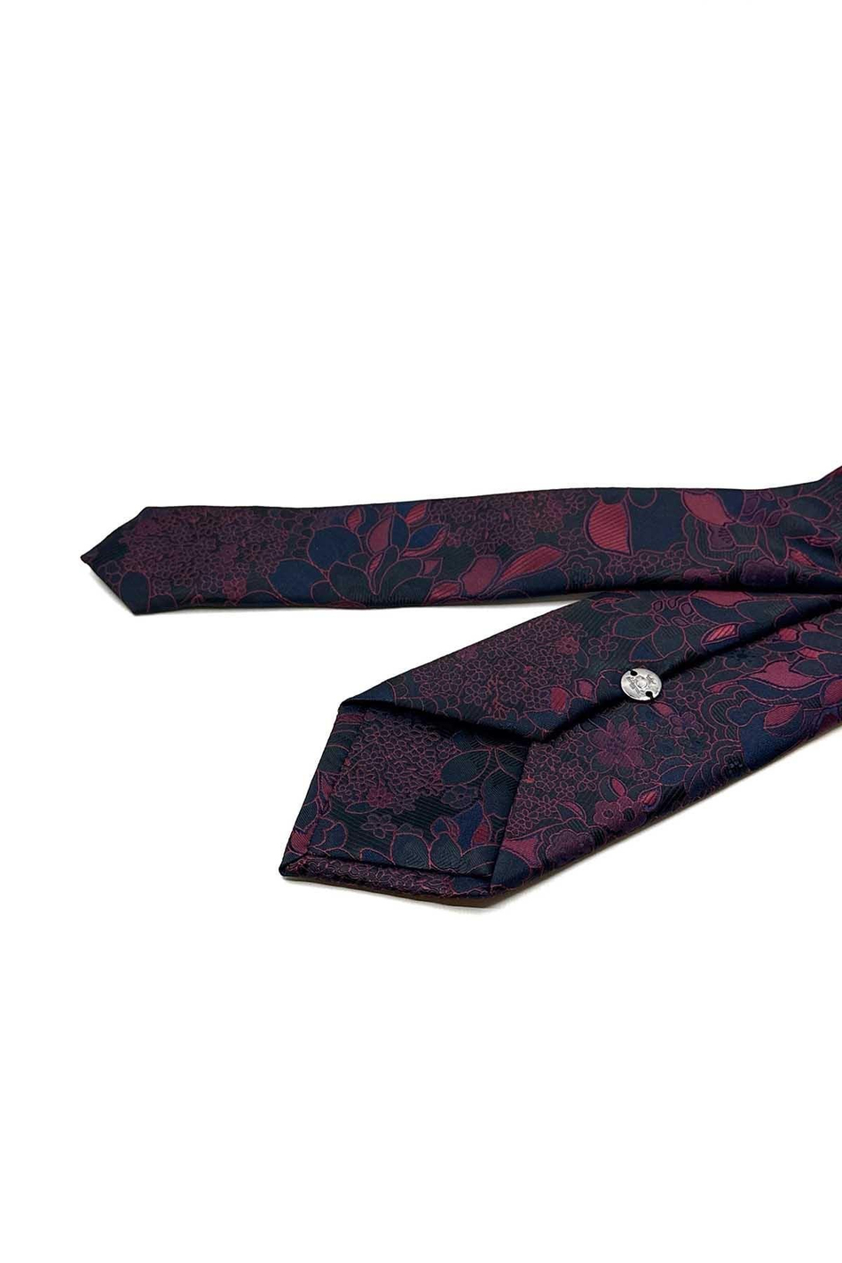 Siyah Çiçek Desen Mendilli Klasik Kravat KK12948