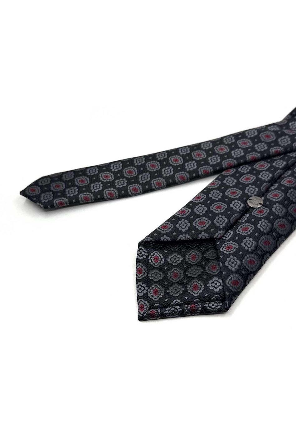 Siyah Çiçek Desen Mendilli Klasik Kravat KK13131