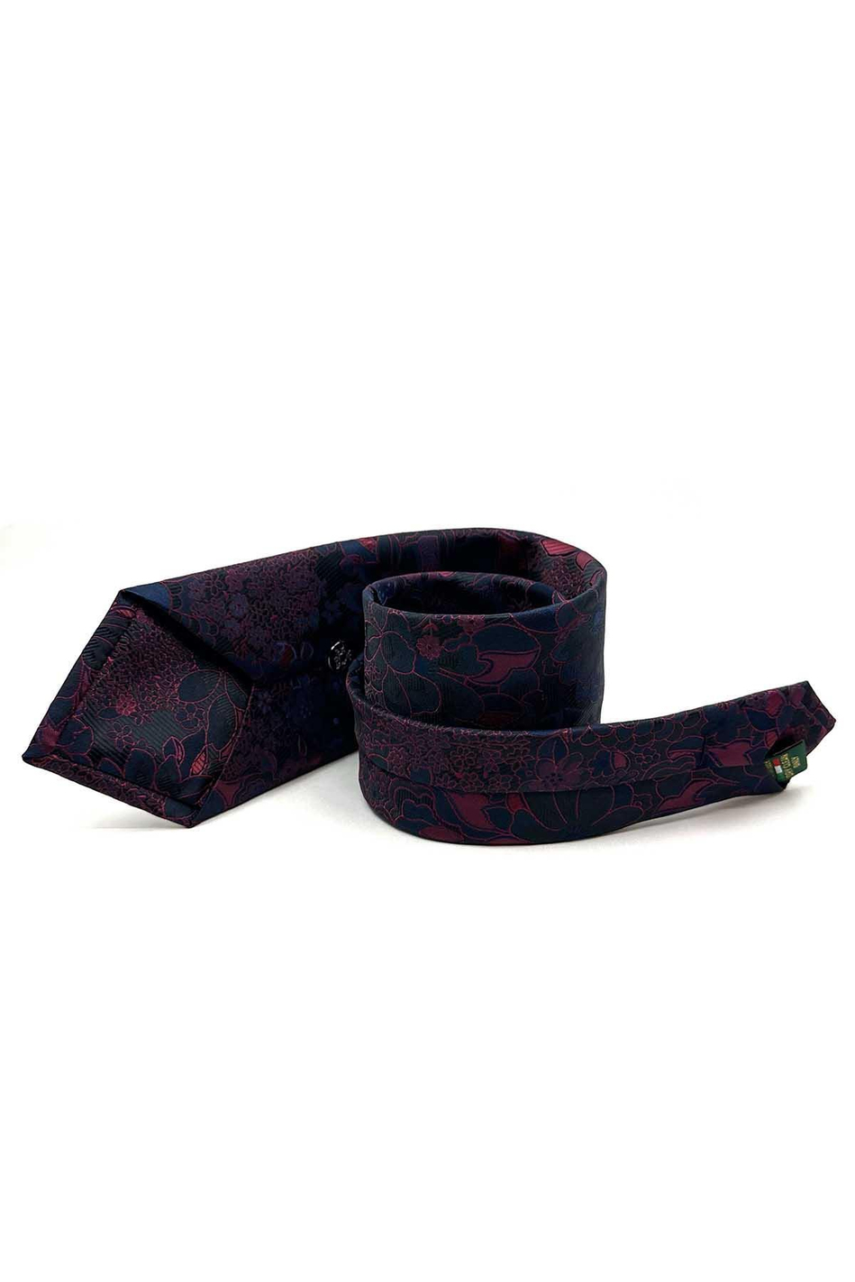 Siyah Çiçek Desen Mendilli Klasik Kravat KK12948