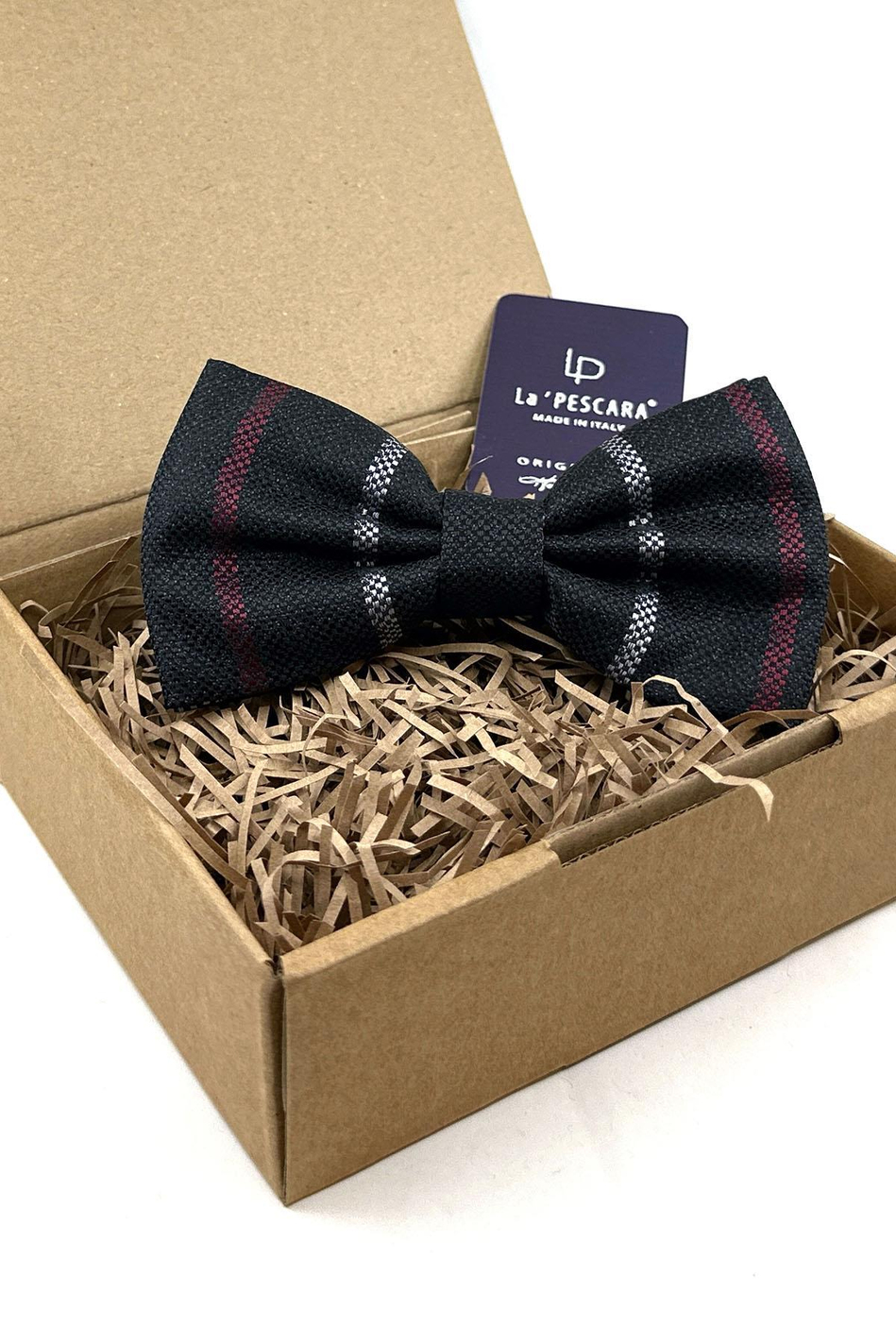 Siyah Çizgi Desen Büyük Papyon P1843