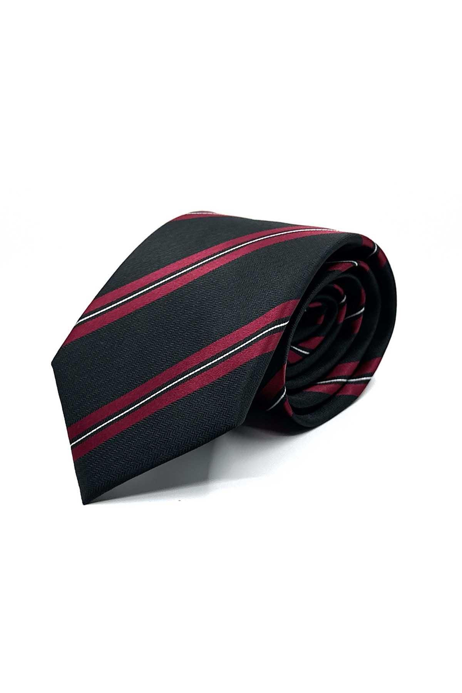 Siyah Çizgi Desen Mendilli Klasik Kravat KK12826