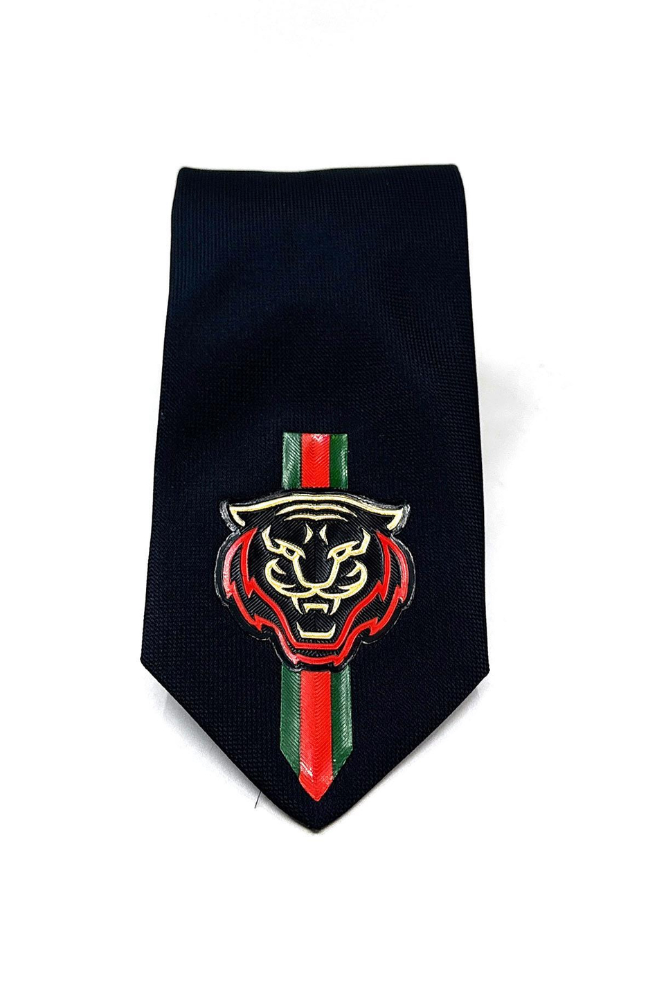 Siyah Düz Kaplan Arma Baskılı Kravat KK11700