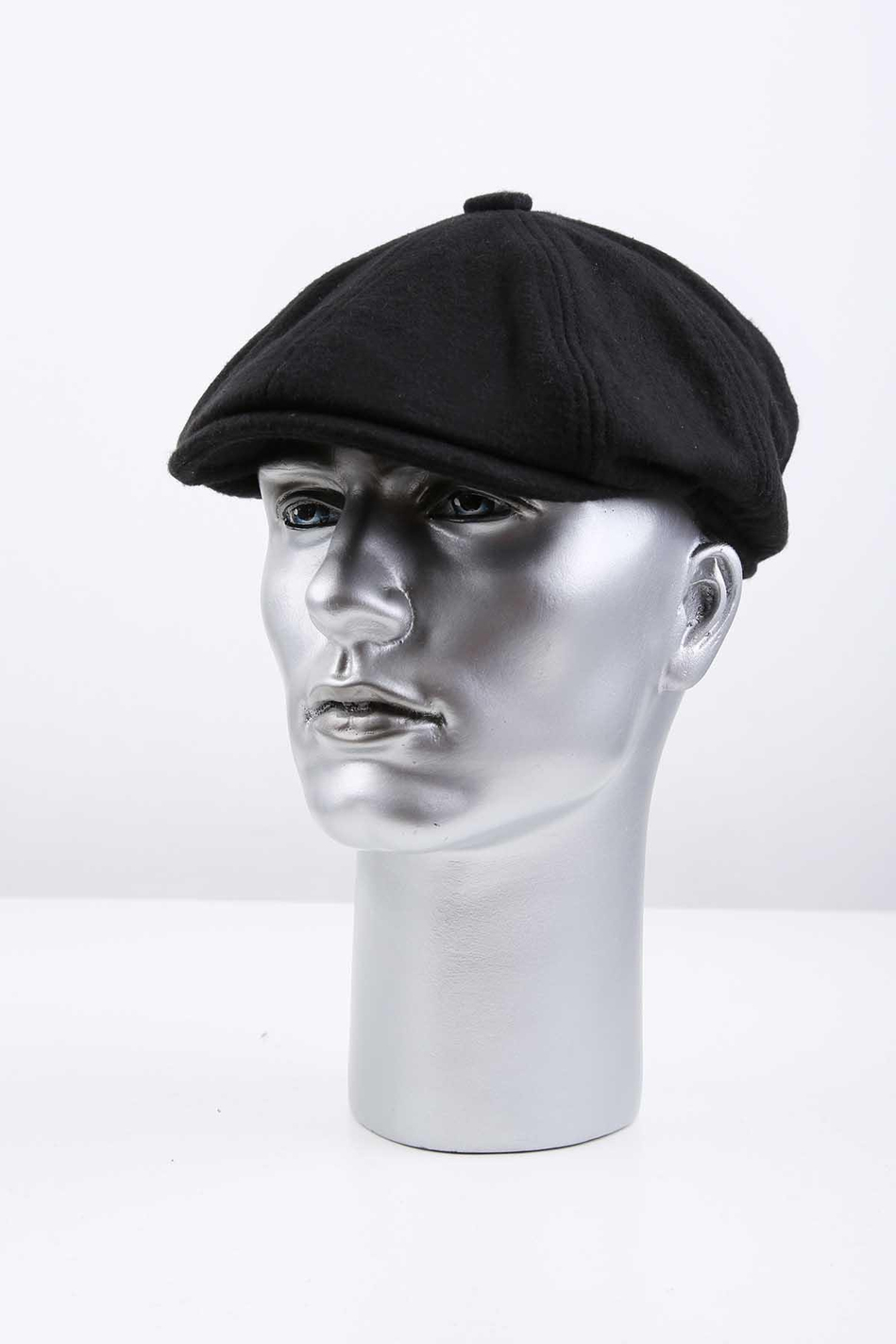 Siyah Düz Yün Erkek Kasket Şapka KST95