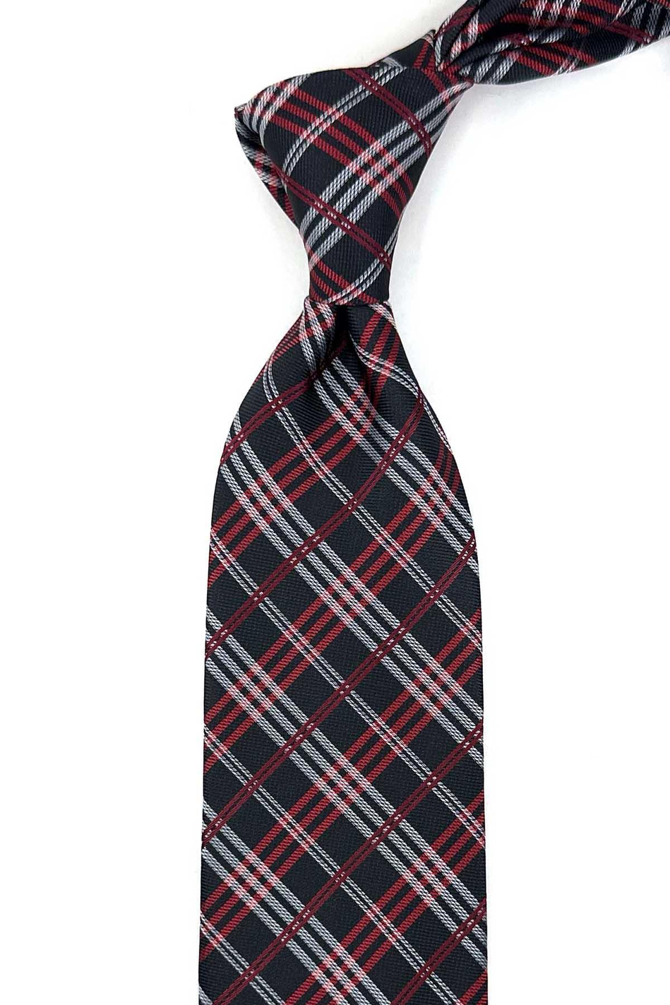 Siyah Ekose Desen Mendilli Klasik Kravat KK13203