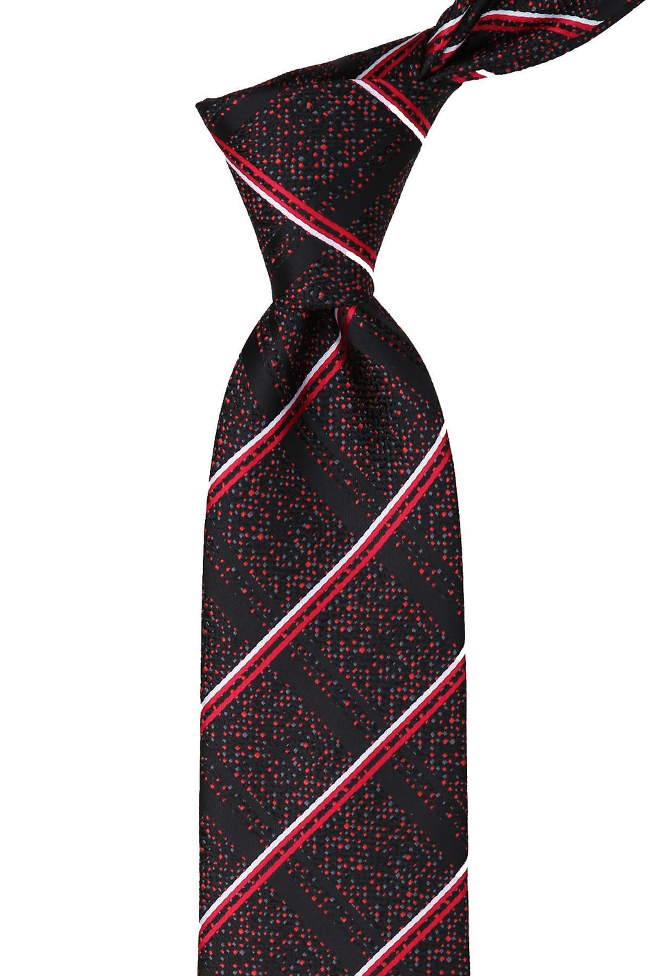 Siyah Ekose Desen Mendilli Klasik Kravat KK10116