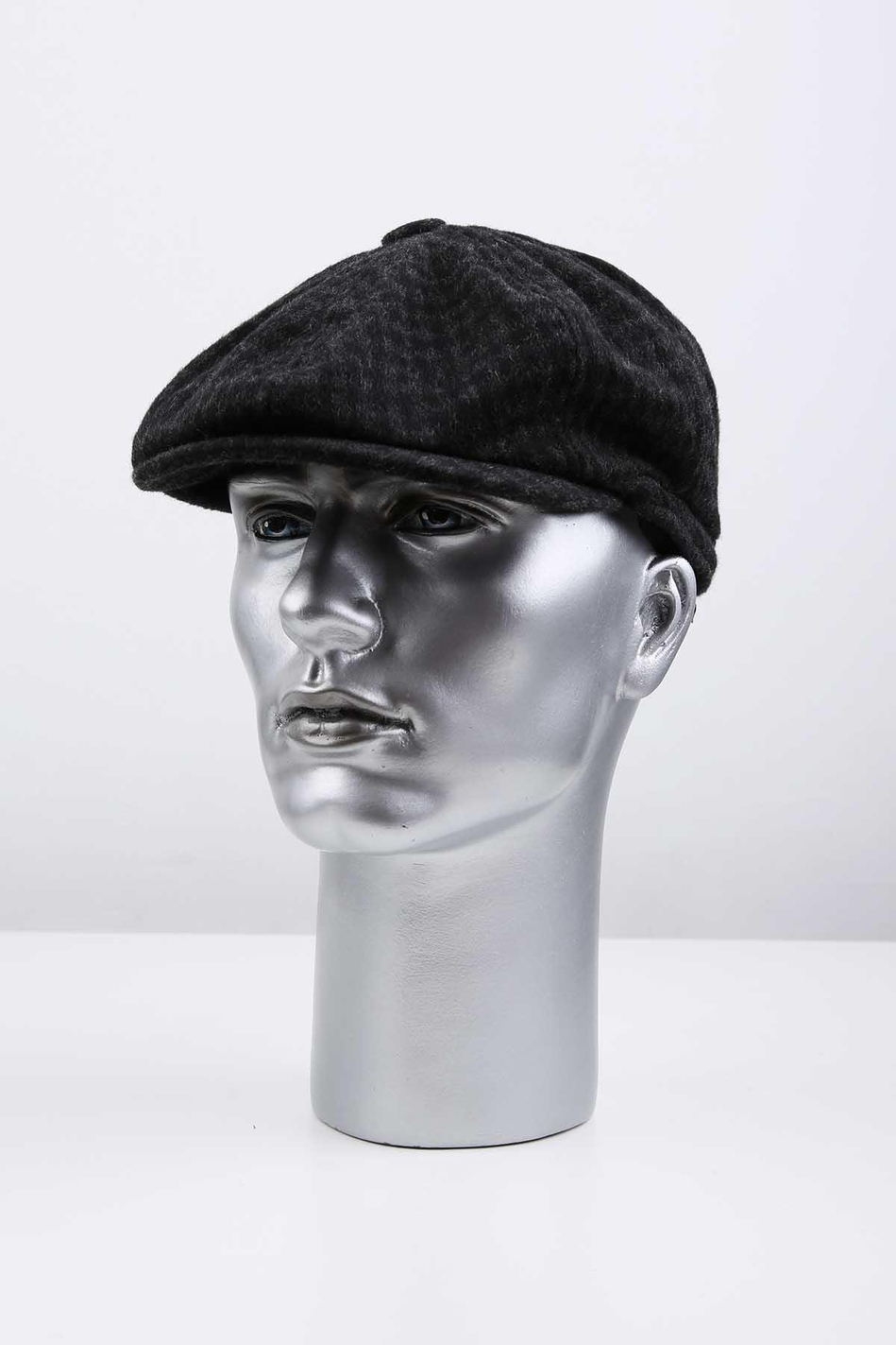 Siyah - Füme Kare Yün Erkek Kasket Şapka KST71