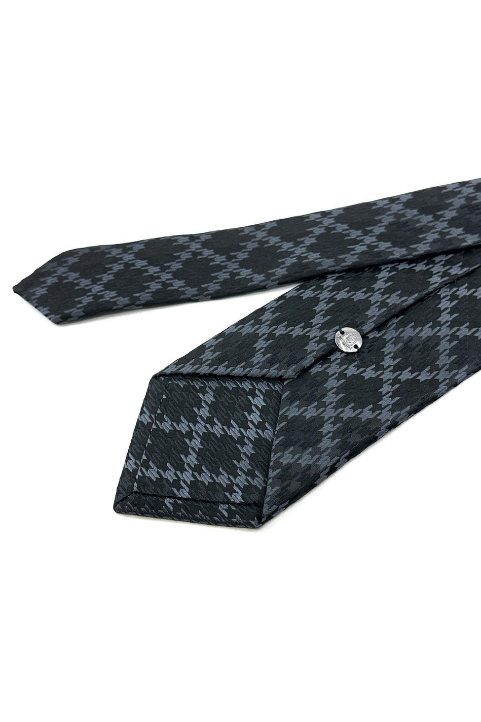 Siyah - Füme Motif Desen Mendilli Klasik Kravat KK12022