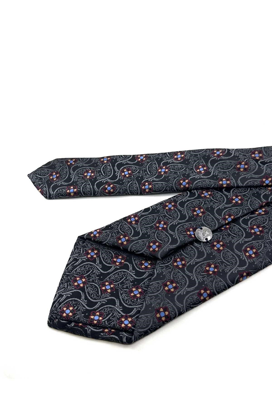 Siyah Füme Motif Desen Mendilli Klasik Kravat KK13887