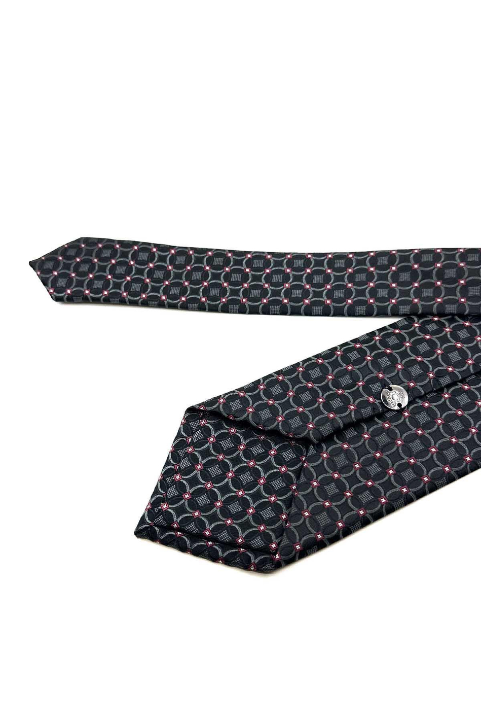 Siyah - Füme Motif Desen Mendilli Klasik Kravat KK12387