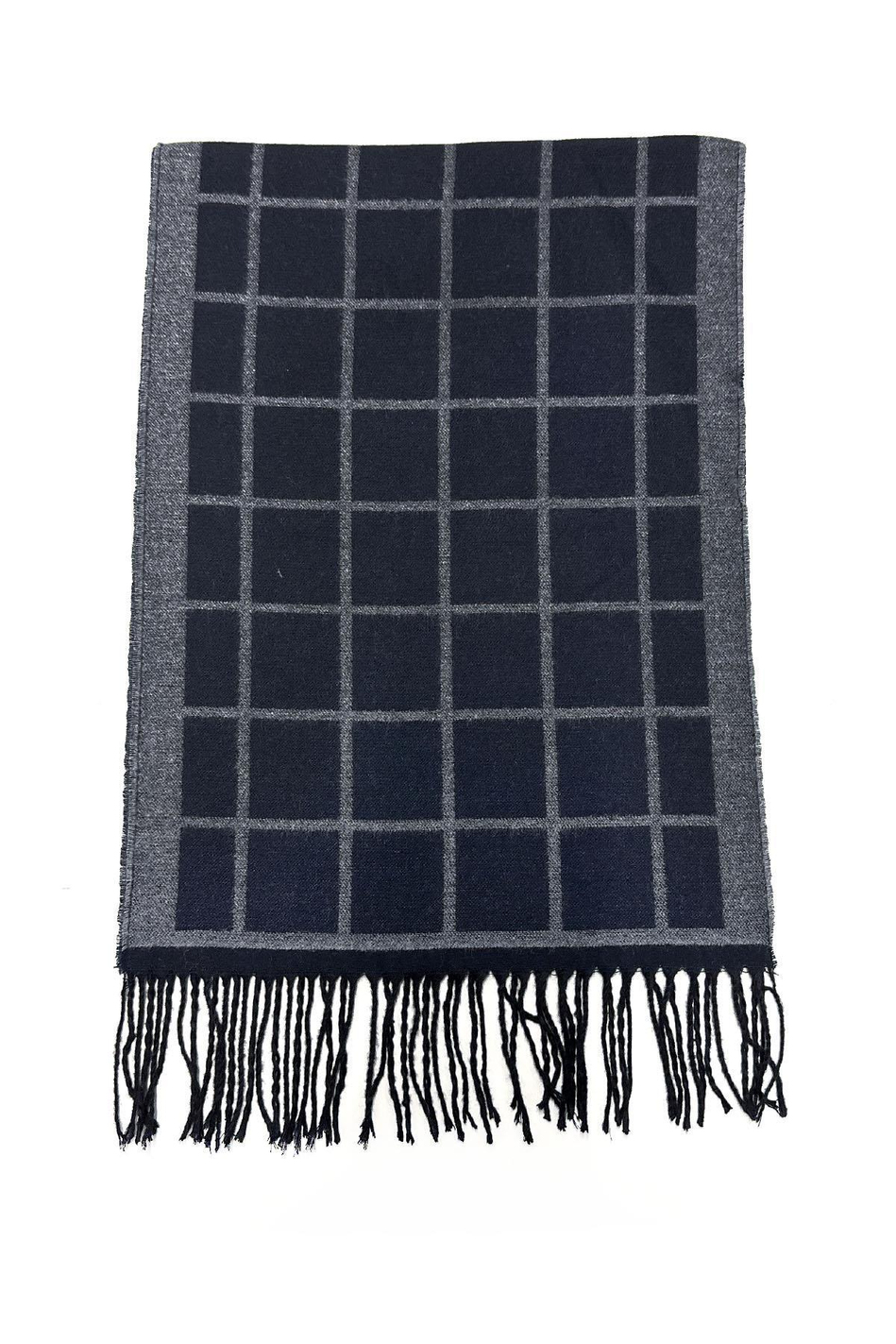 Siyah - Gri Ekose Desen Erkek Kaşkol K407