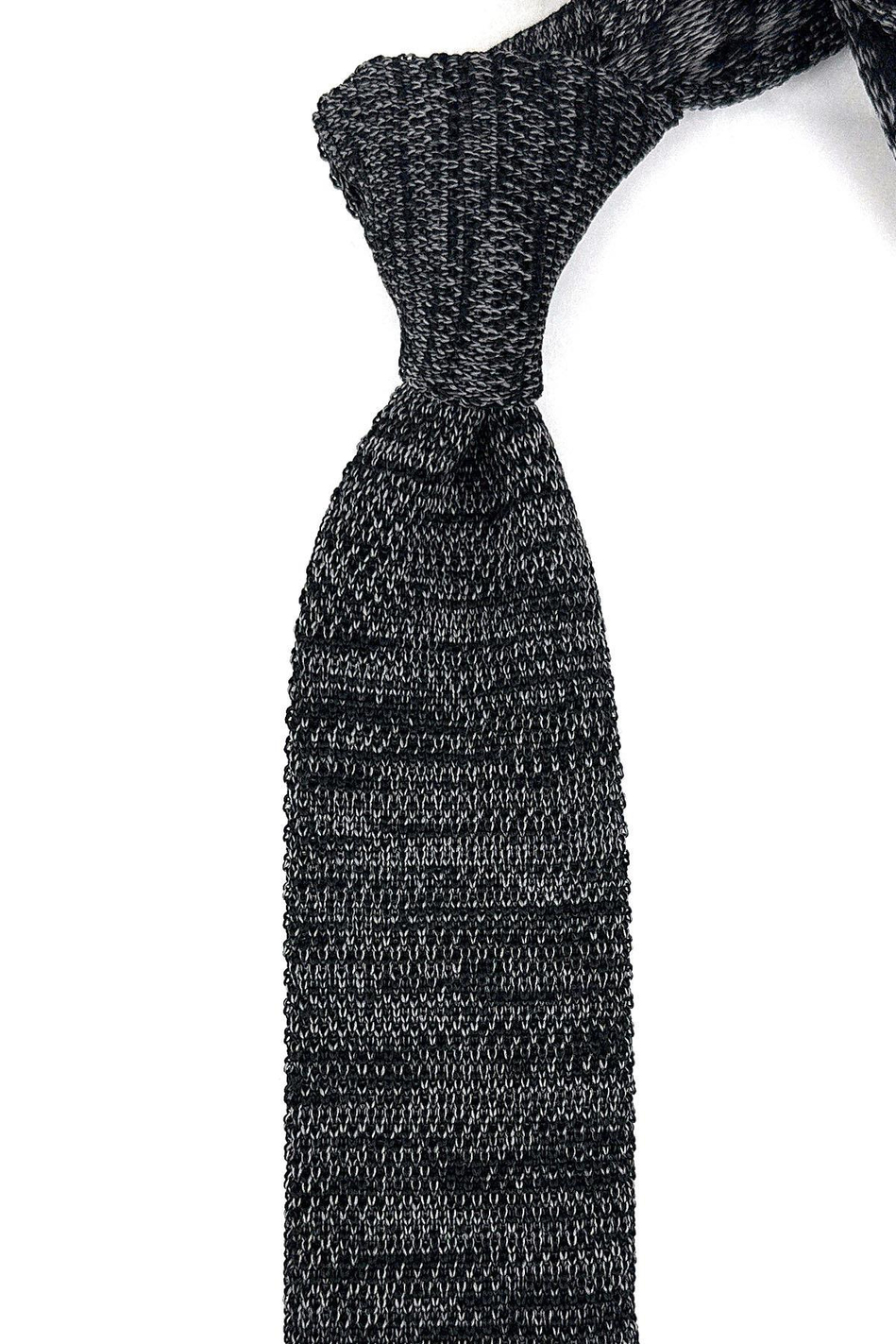 Siyah - Gri Kırçıllı Örgü Kravat ÖR8367