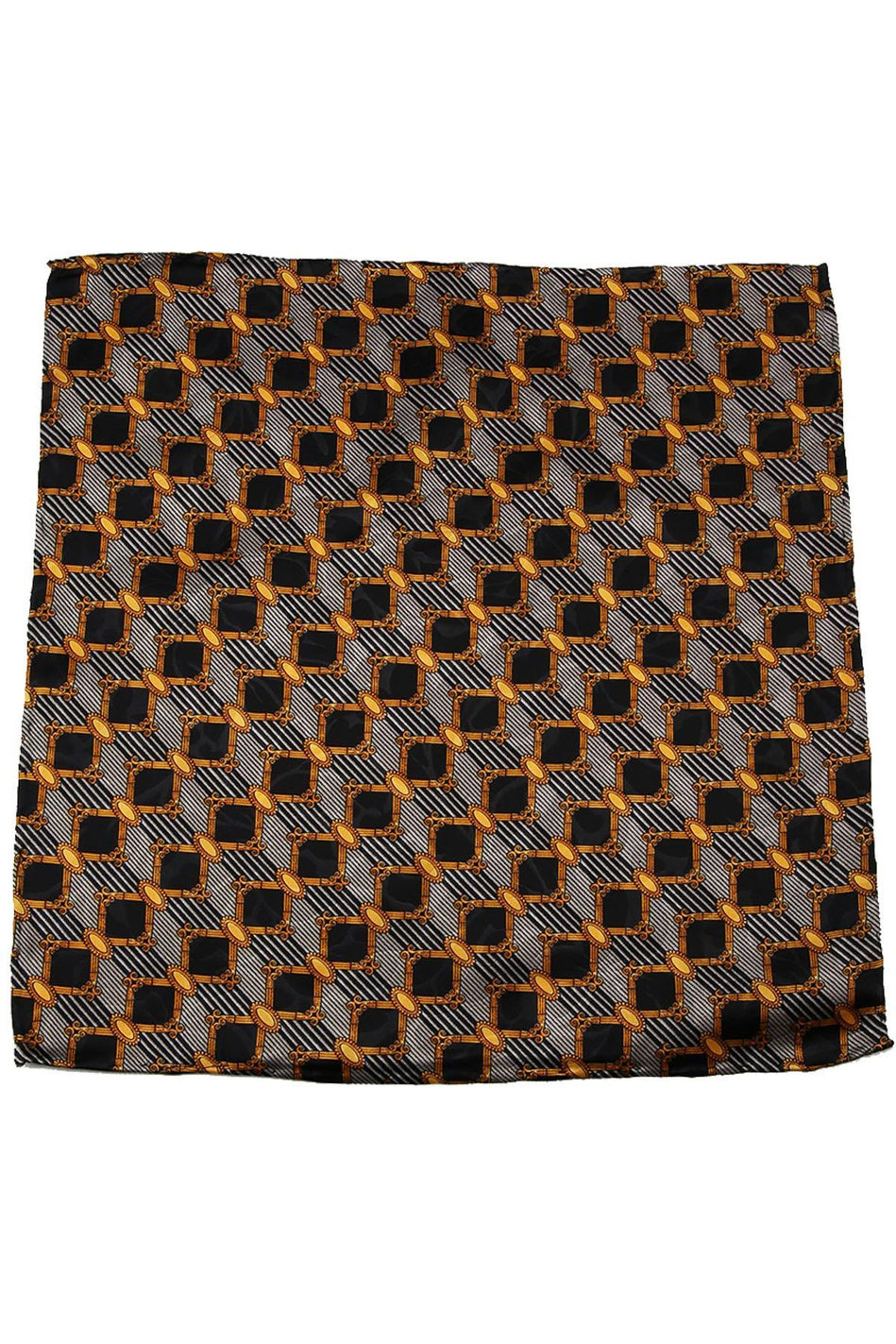 Siyah - Gri Motif Baskılı İpek Mendil SPS331