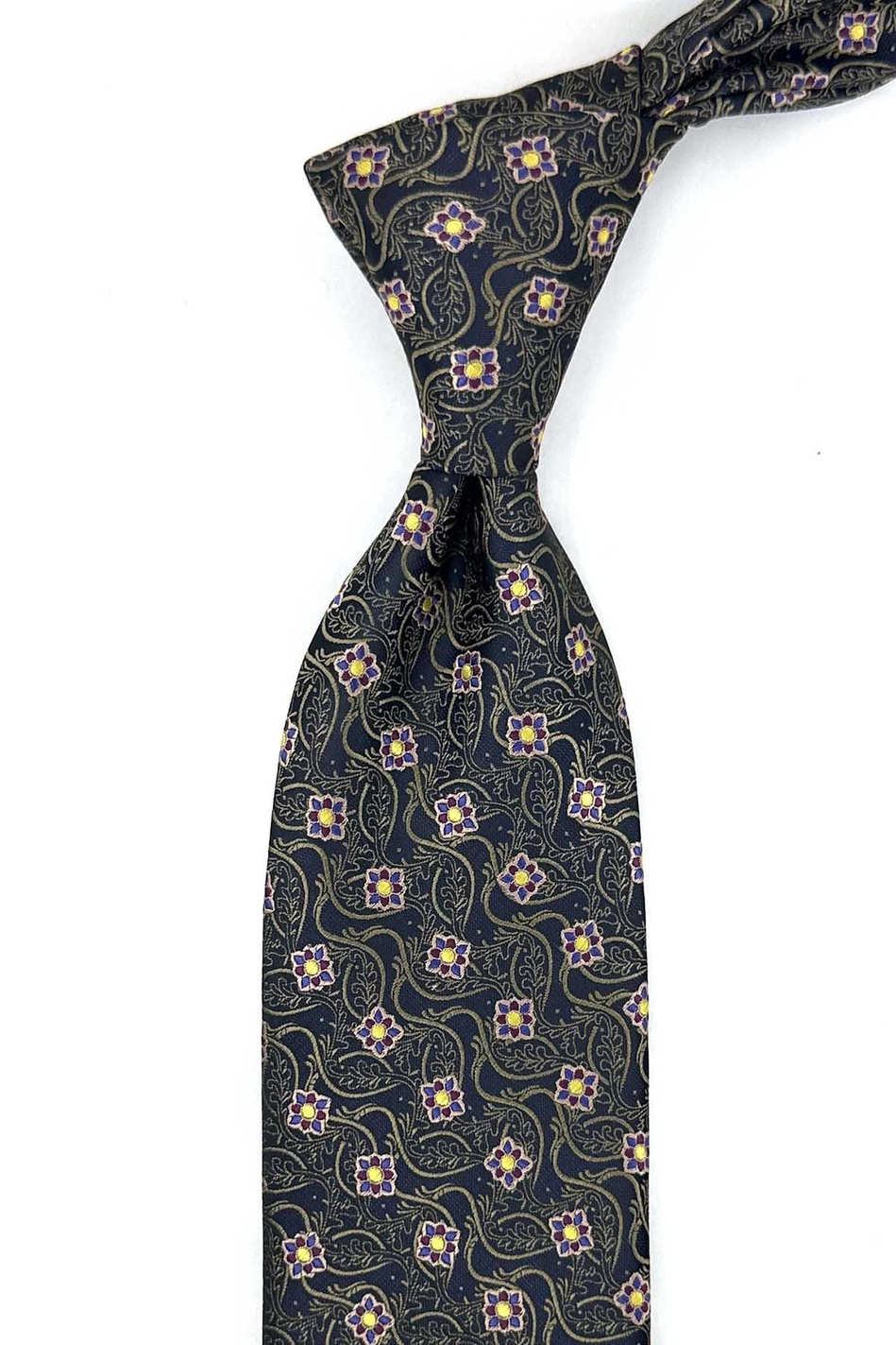 Siyah Kahve Motif Desen Mendilli Klasik Kravat KK13885