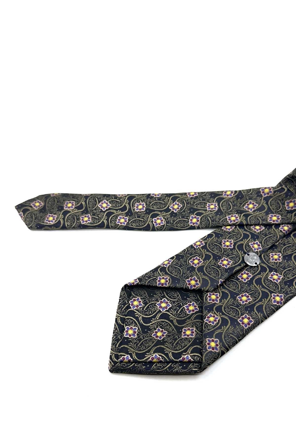 Siyah Kahve Motif Desen Mendilli Klasik Kravat KK13885