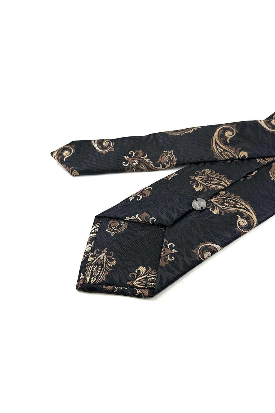 Siyah - Kahve Şal Desen Mendilli Klasik Kravat KK13304