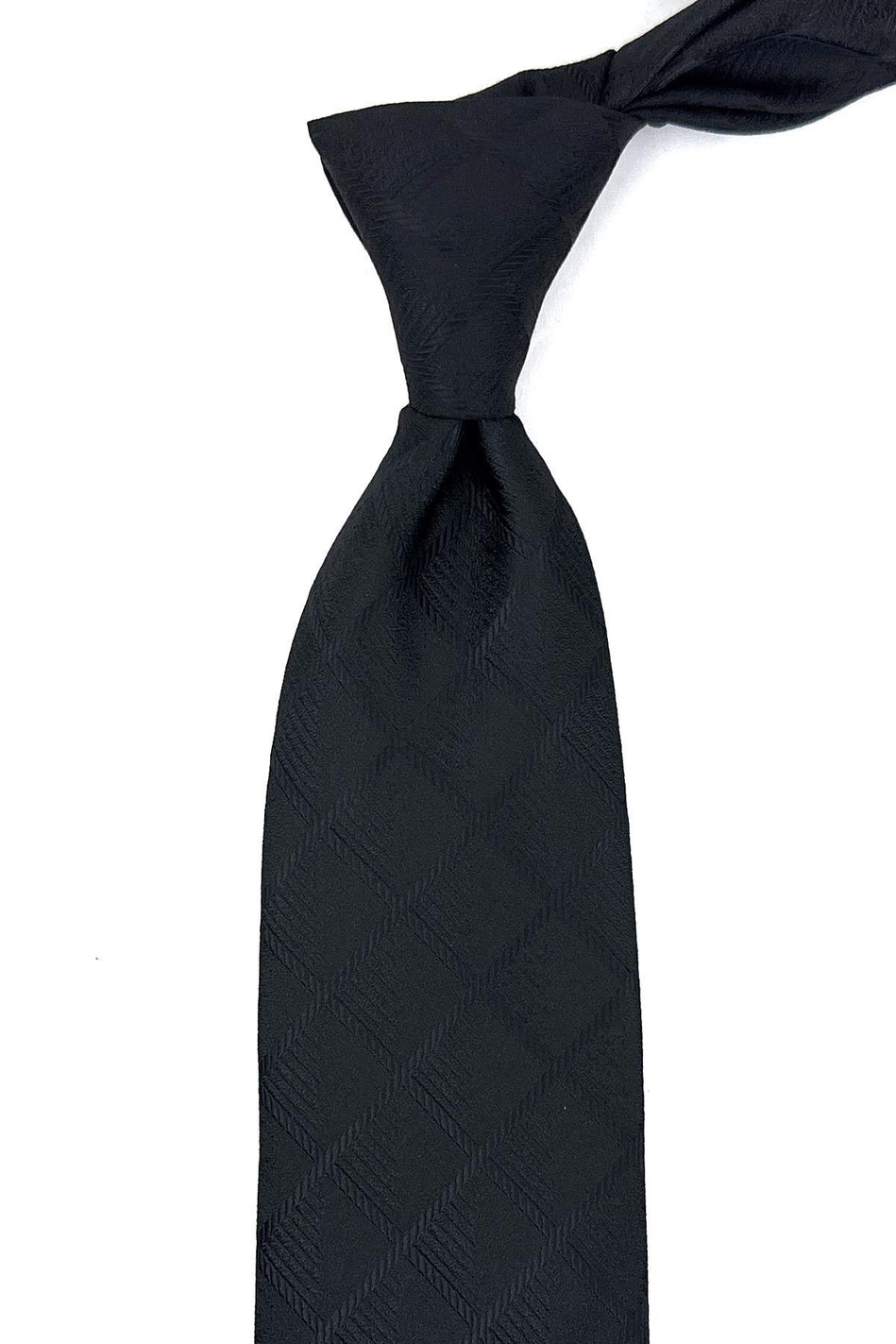 Siyah Kare Desen Mendilli Klasik Kravat KK11346