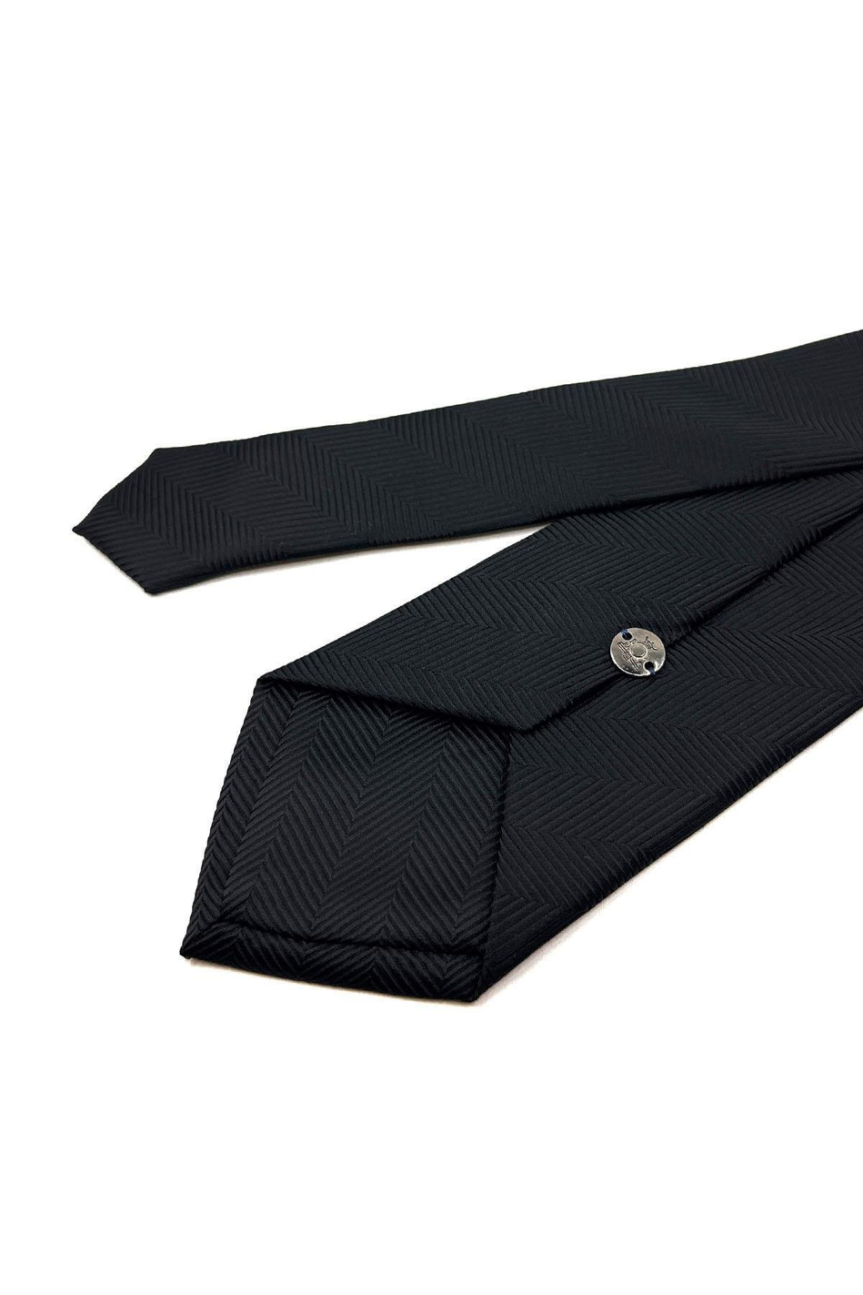 Siyah Kendinden Desen Mendilli Klasik Kravat KK11049