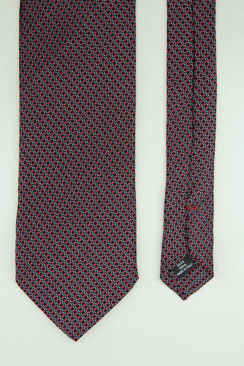 Siyah Kırmızı Motif Desen İtalyan İpek Kravat İK2541