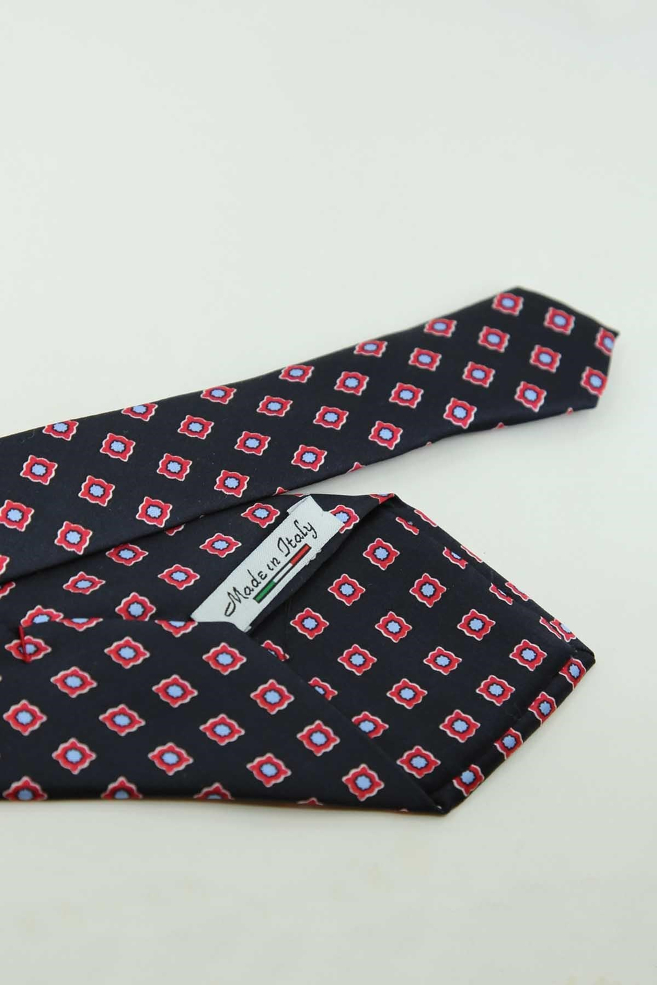 Siyah Kırmızı Motif Desen İtalyan İpek Kravat İK2559