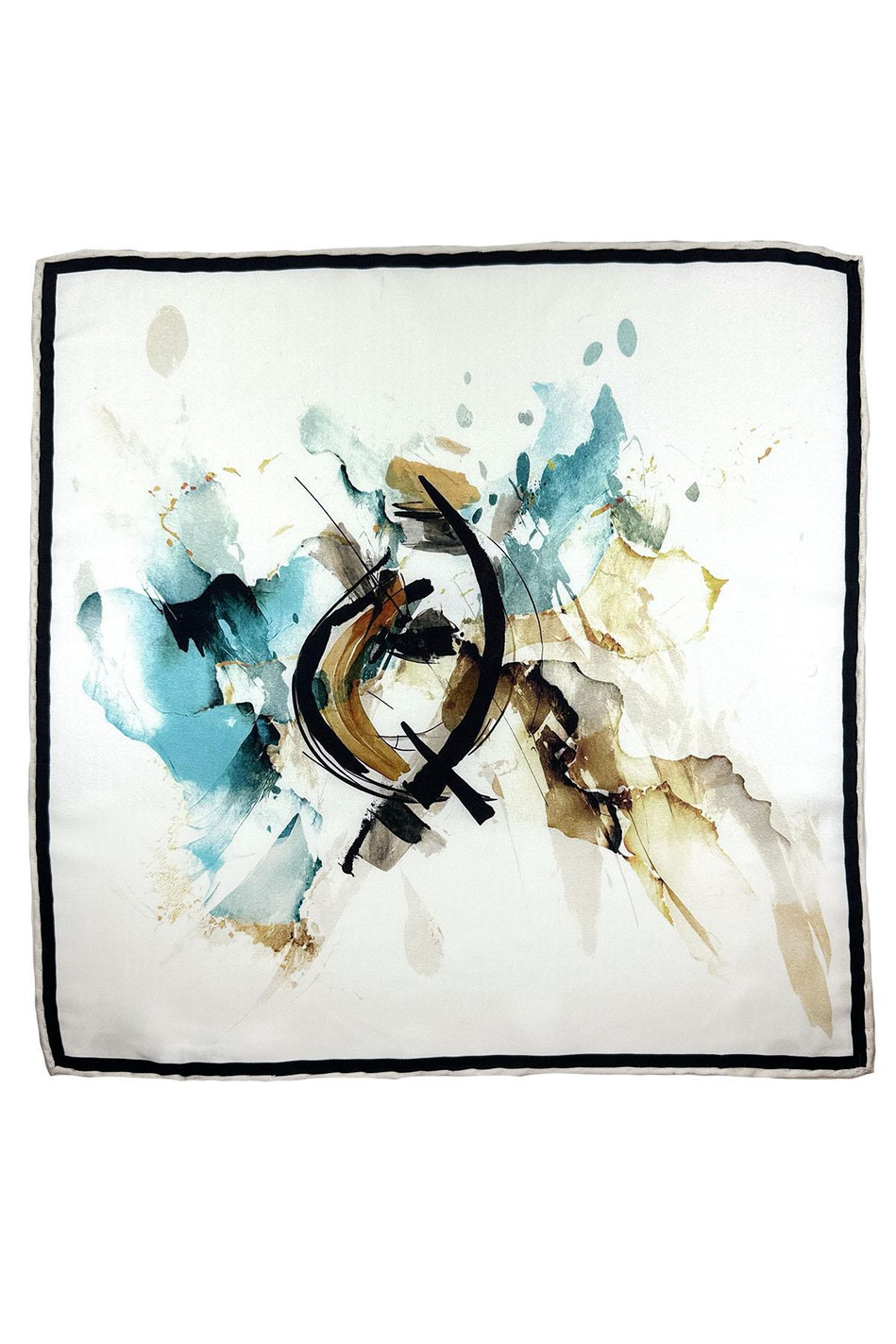 Siyah - Krem Motif Desen Erkek Cep Mendili SPS622-102