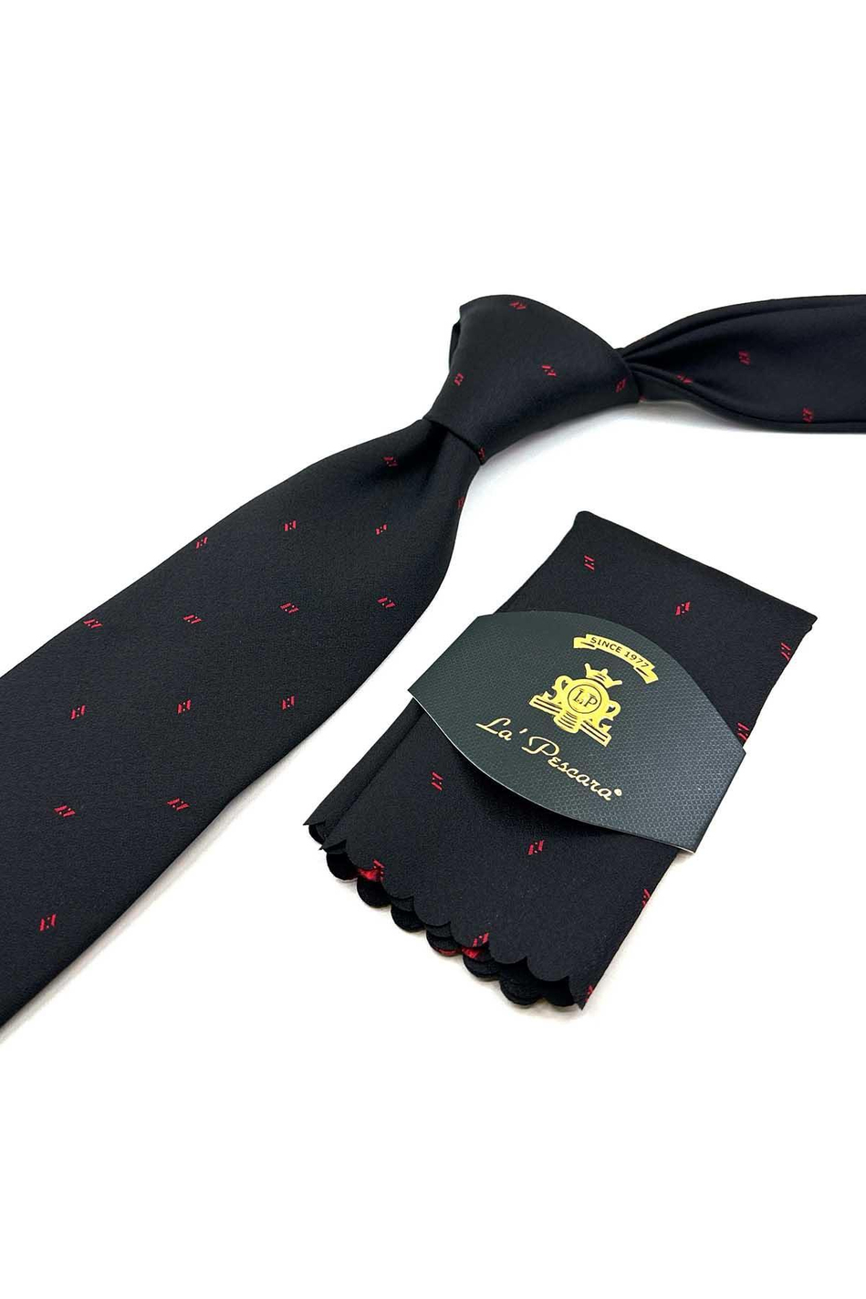 Siyah Küçük Desen Mendilli Klasik Kravat KK12468