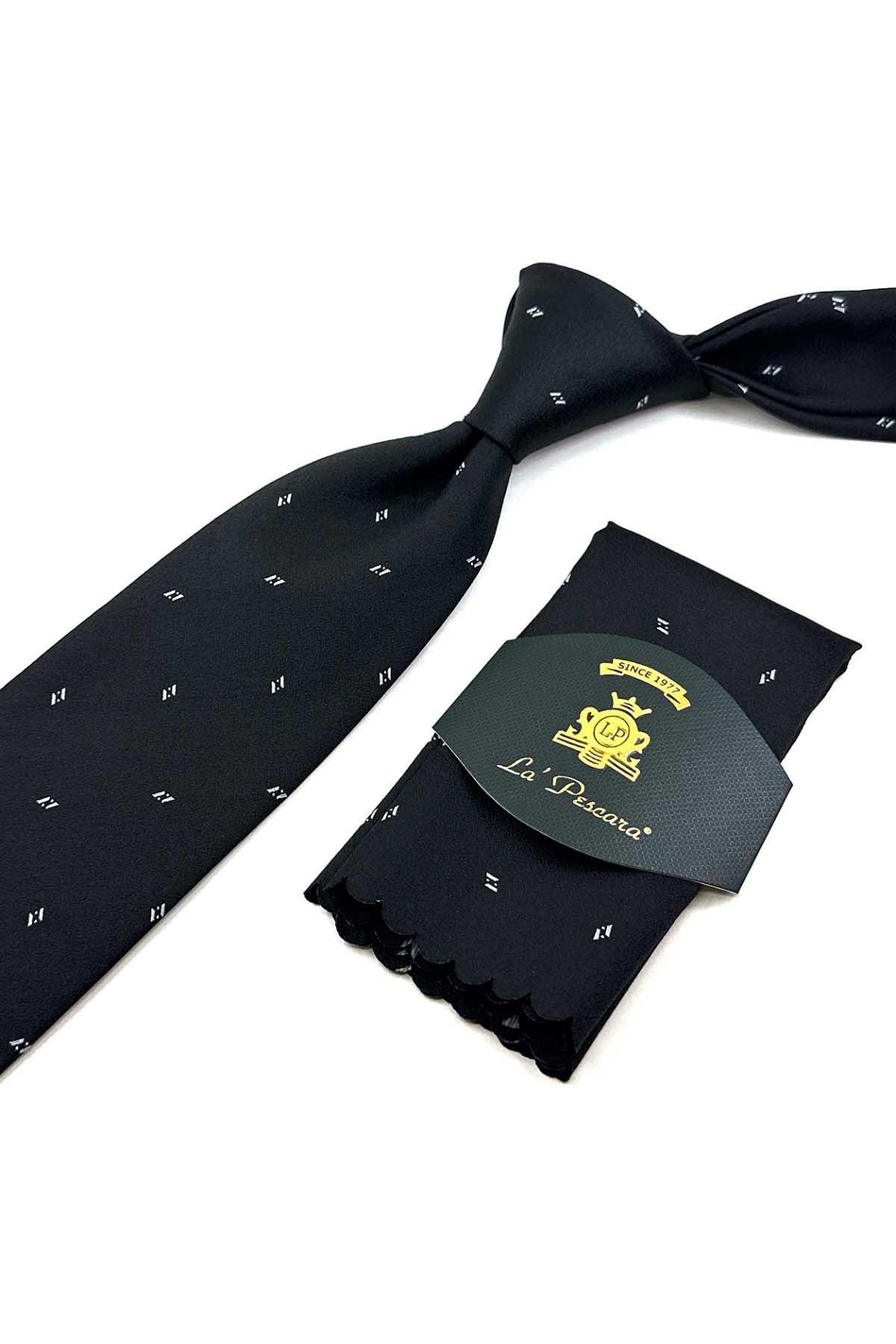 Siyah Küçük Desen Mendilli Klasik Kravat KK12463