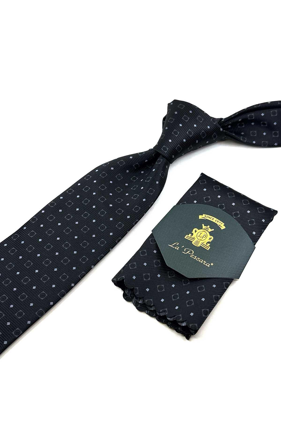 Siyah Küçük Desen Mendilli Klasik Kravat KK12517