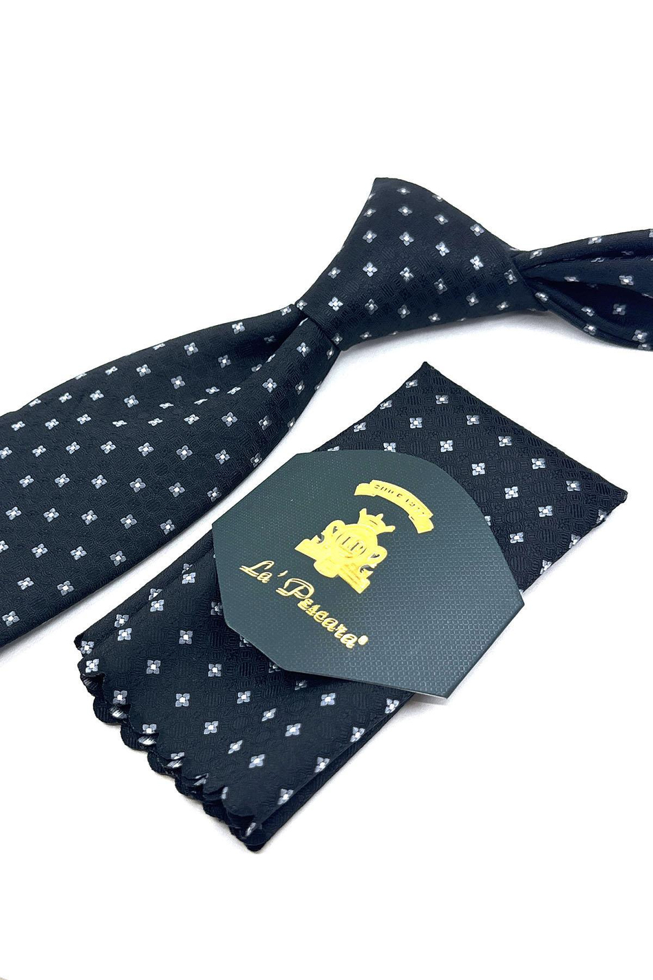 Siyah Küçük Desen Mendilli Klasik Kravat KK11860