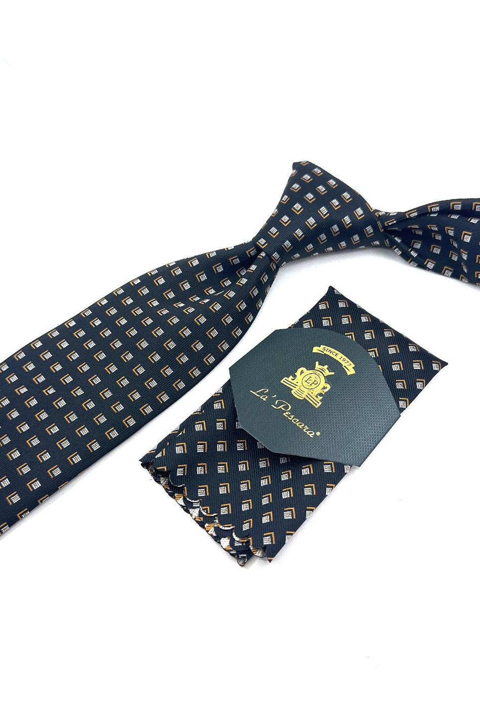 Siyah Küçük Desen Mendilli Klasik Kravat KK11845