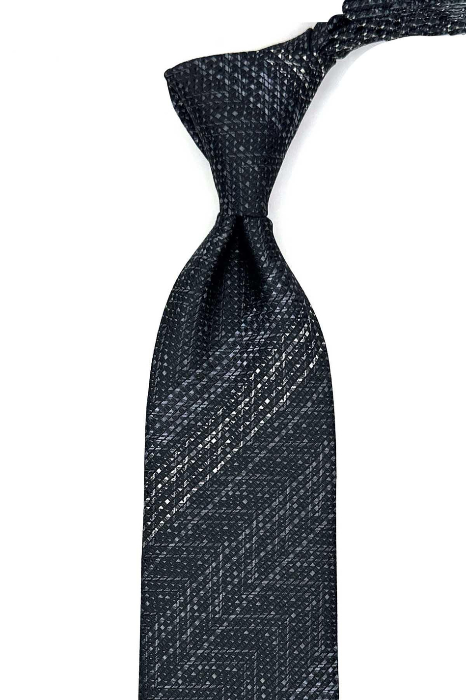 Siyah Kum Desen Mendilli Klasik Kravat KK12932