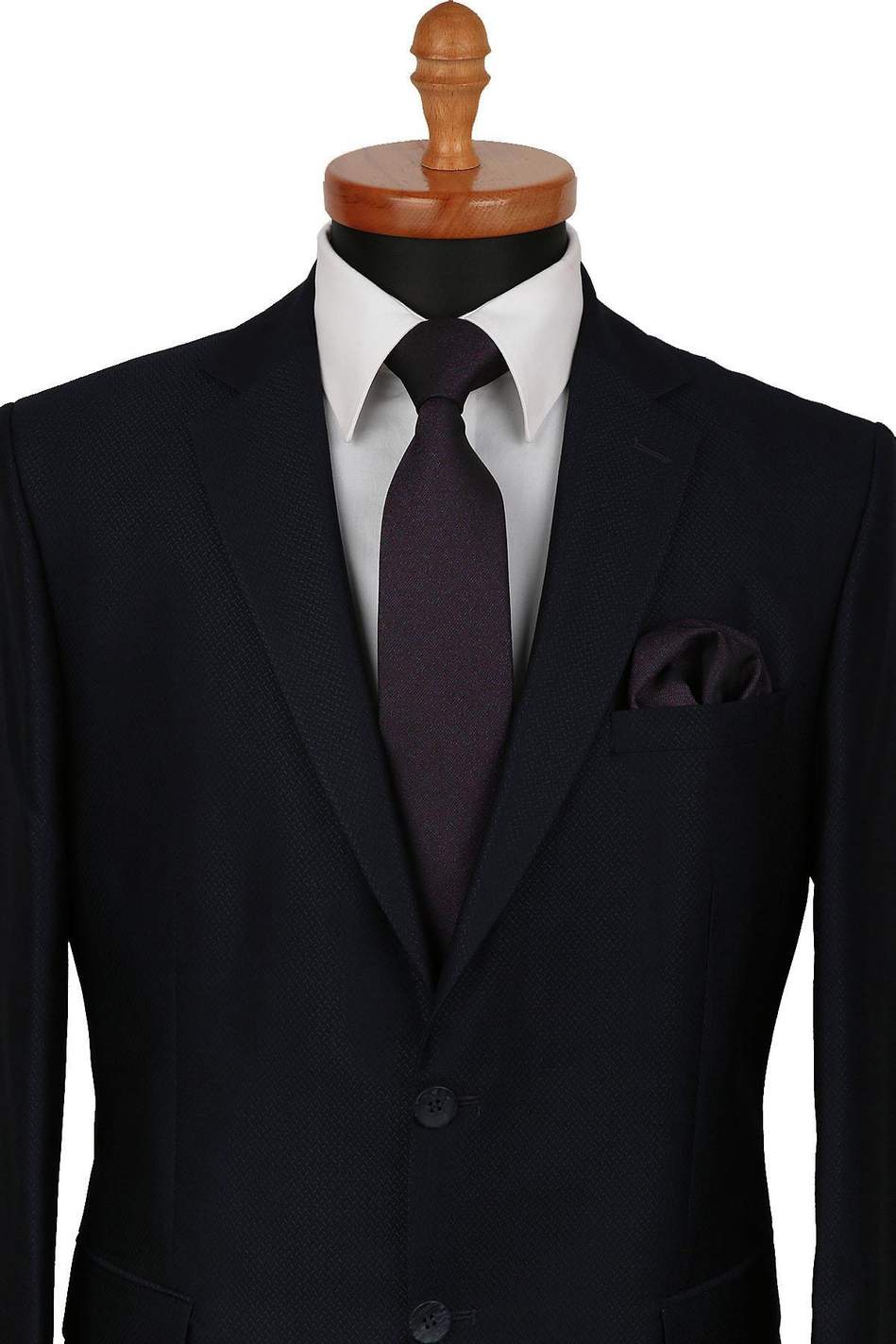 Siyah Kum Desen Mendilli Klasik Kravat KK9431