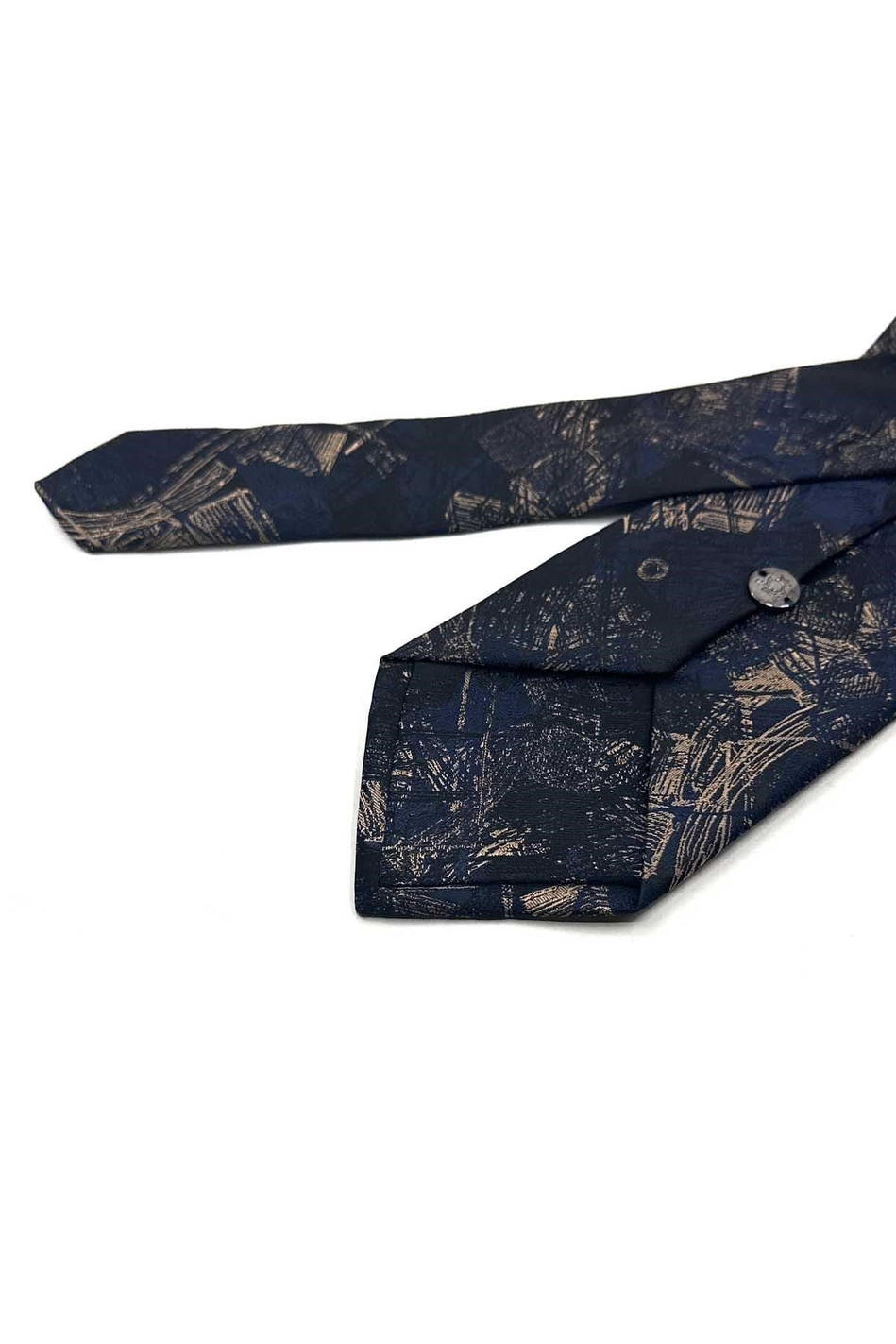 Siyah Lacivert Motif Desen Mendilli Klasik Kravat KK13750